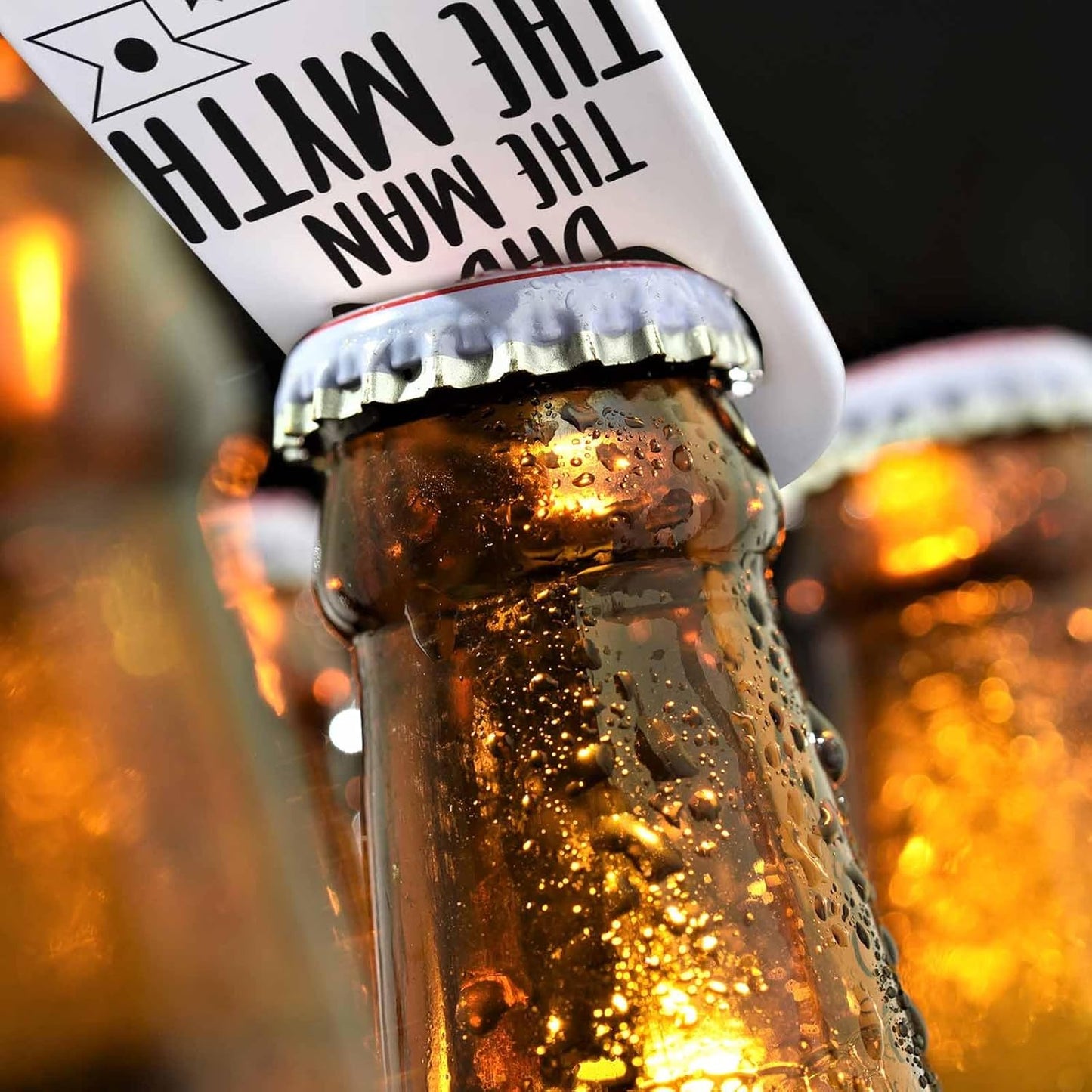 Dad Stainless Steel Bottle Opener The Man The Myth The Legend Flat Beer Bottle Opener Keychain for Home Kitchen Bar Restaurant Party Birthday Gift