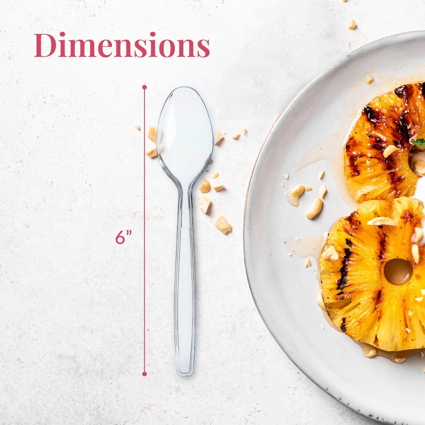 Prestee 100 Clear Plastic Spoons Bulk - Durable Disposable Plastic Silverware Spoons - Heat-Resistant Spoon Cutlery - Heavy Duty Flatware Pack - Disposable Silverware Utensil Set for Hot and Cold Food