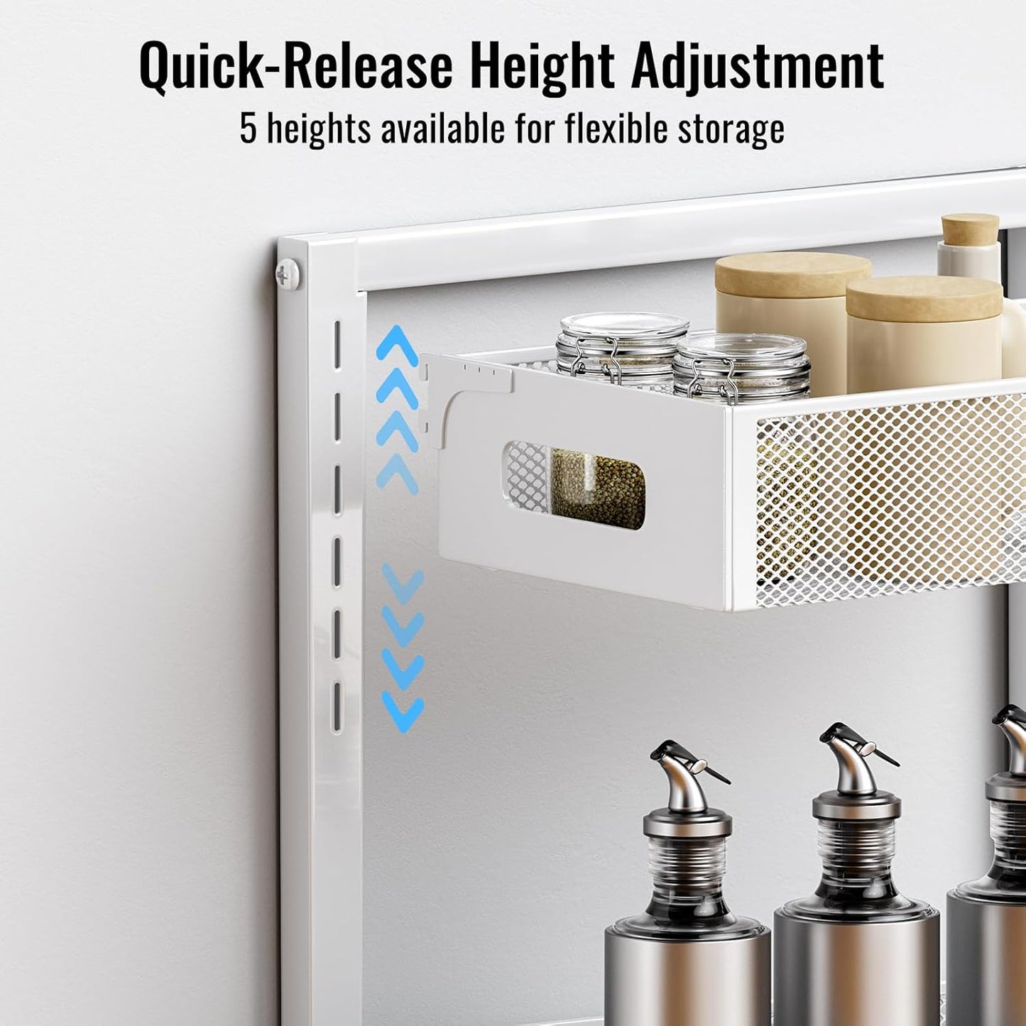 Full Metal Under Sink Organizer 2-Tier, Pull Out Cabinet Organizers and Storage, Silk-Smooth Sliding Drawer for Kitchen, Bathroom, Pantry, Cabinet, Closet (White, 2 Pack)