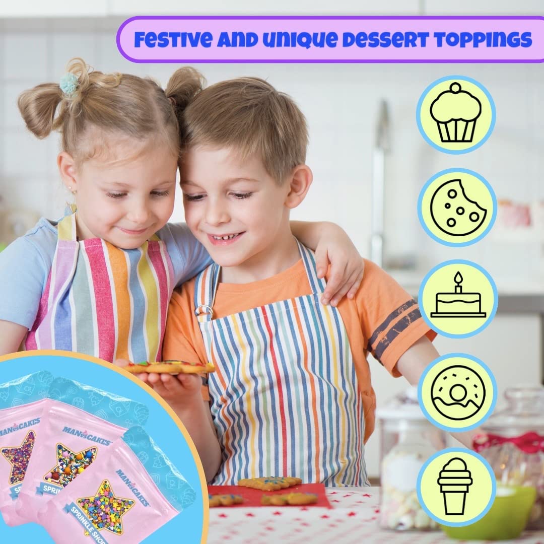Manvscakes, pink sprinkles, valentines, cake sprinkles, gluten free, cookies, chocolate, fondant, princess topping, ice cream, edible, dessert decoration (Pink Blue)