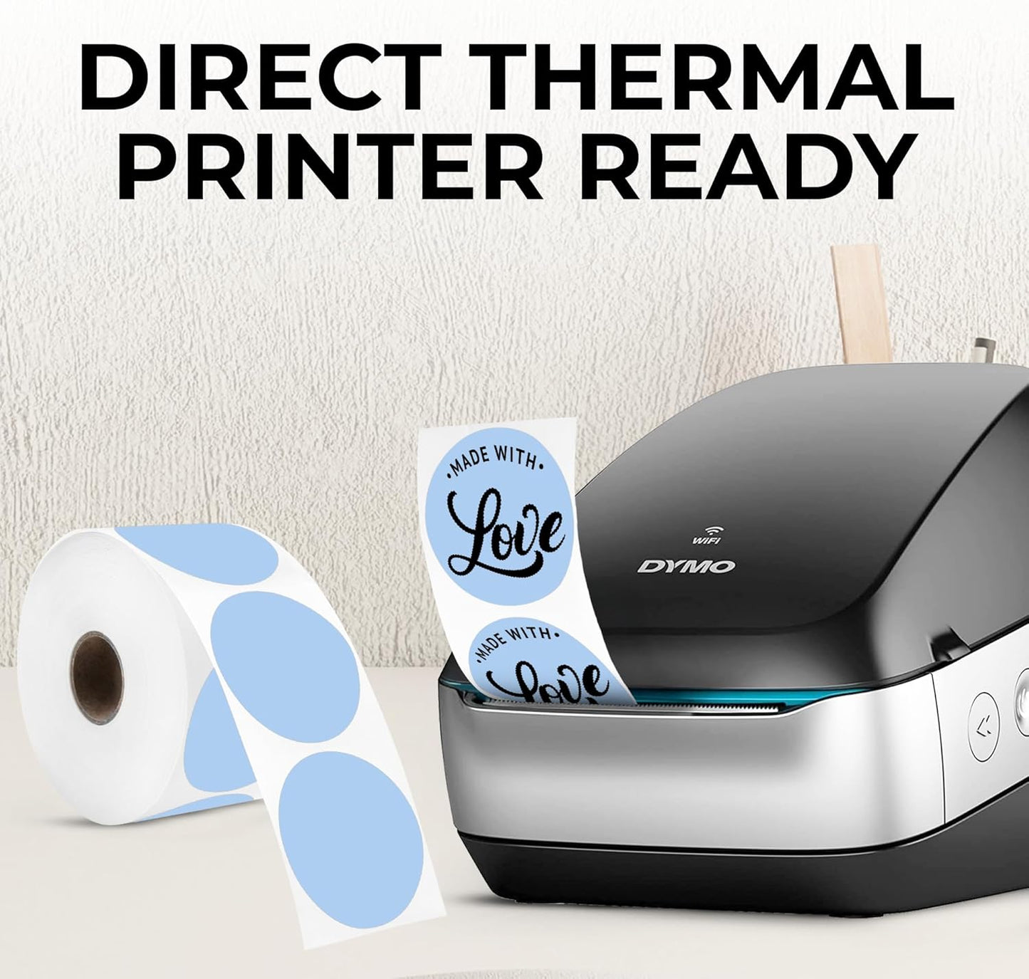 Perco Blue 2-Inch Perforated Circle Dot Thermal Sticker Labels — 735 Stickers/Roll, Direct Thermal Printer Compatible—with Permanent Adhesive for Organizing, Color Coding, Bin Labeling—Made in USA