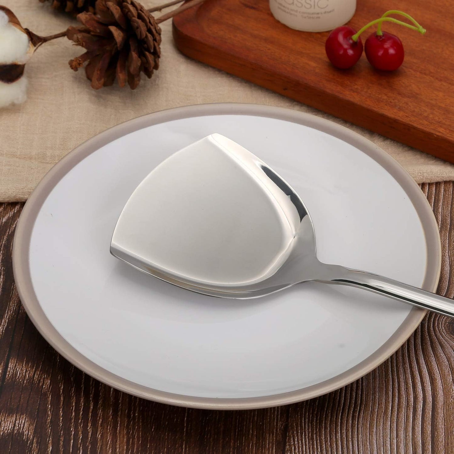 High Grade Spatula,Stainless Steel Turner, Kitchen Work Turner,Wok Spatula,Heat-proof Design of Hollow Handle, No rust, Dishwasher Safe (13.5 Inch)