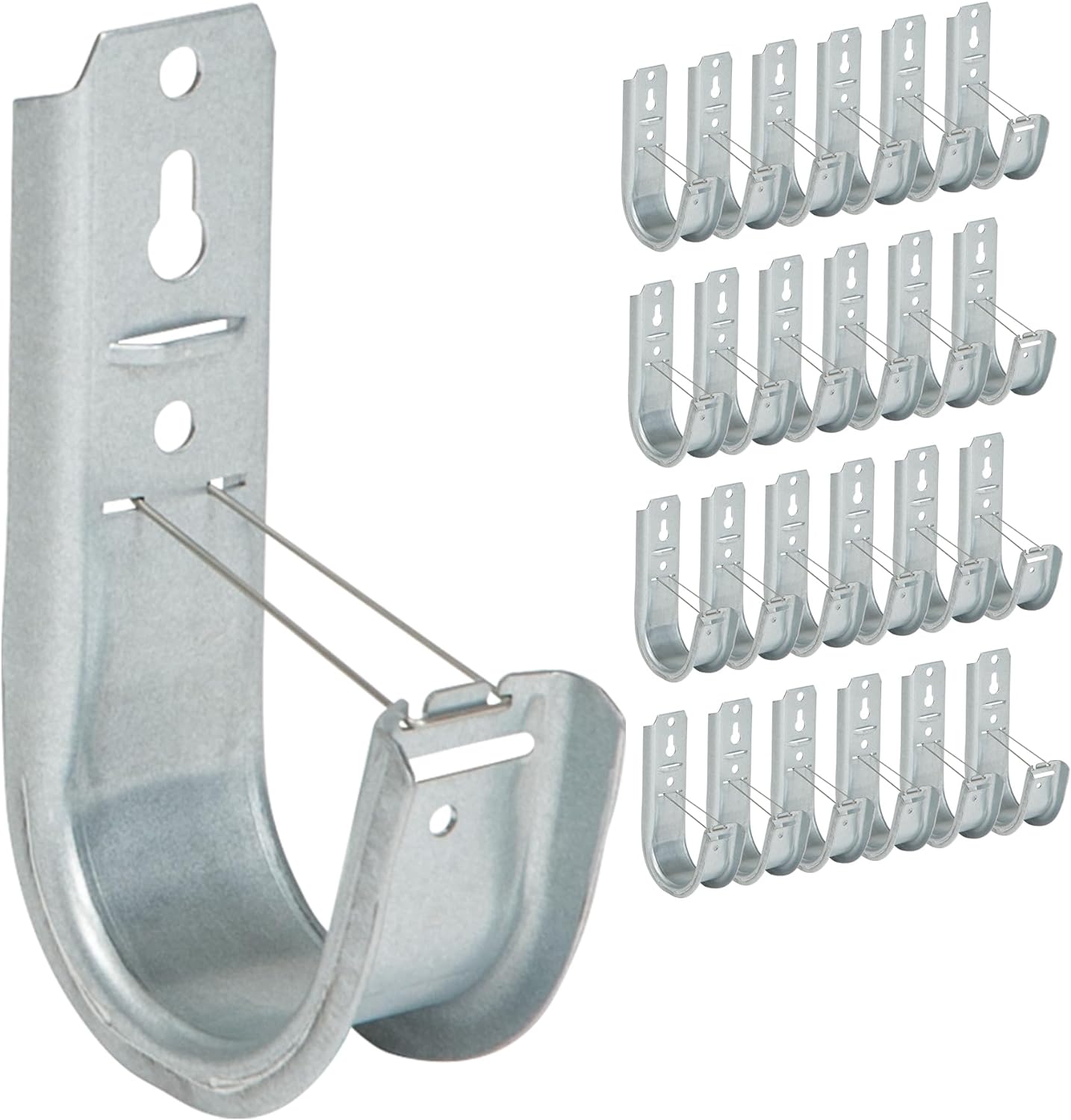 ICC 2-Inch Wall Mount J-Hook – 25-Pack, Cable Support Hooks with Retainer Clips, Galvanized Steel with Zinc Finish – for Structured Cabling and Cable Management