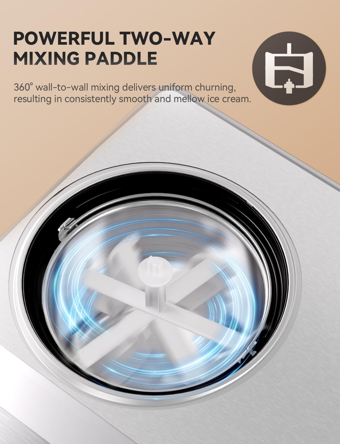 Ice Cream Maker, Fastest Freezing 2.1QT Ice Cream Machine with Built-in Compressor Easy Operate & Clean Automatic Ice Cream Maker Machine All Stainless Steel, LCD Display