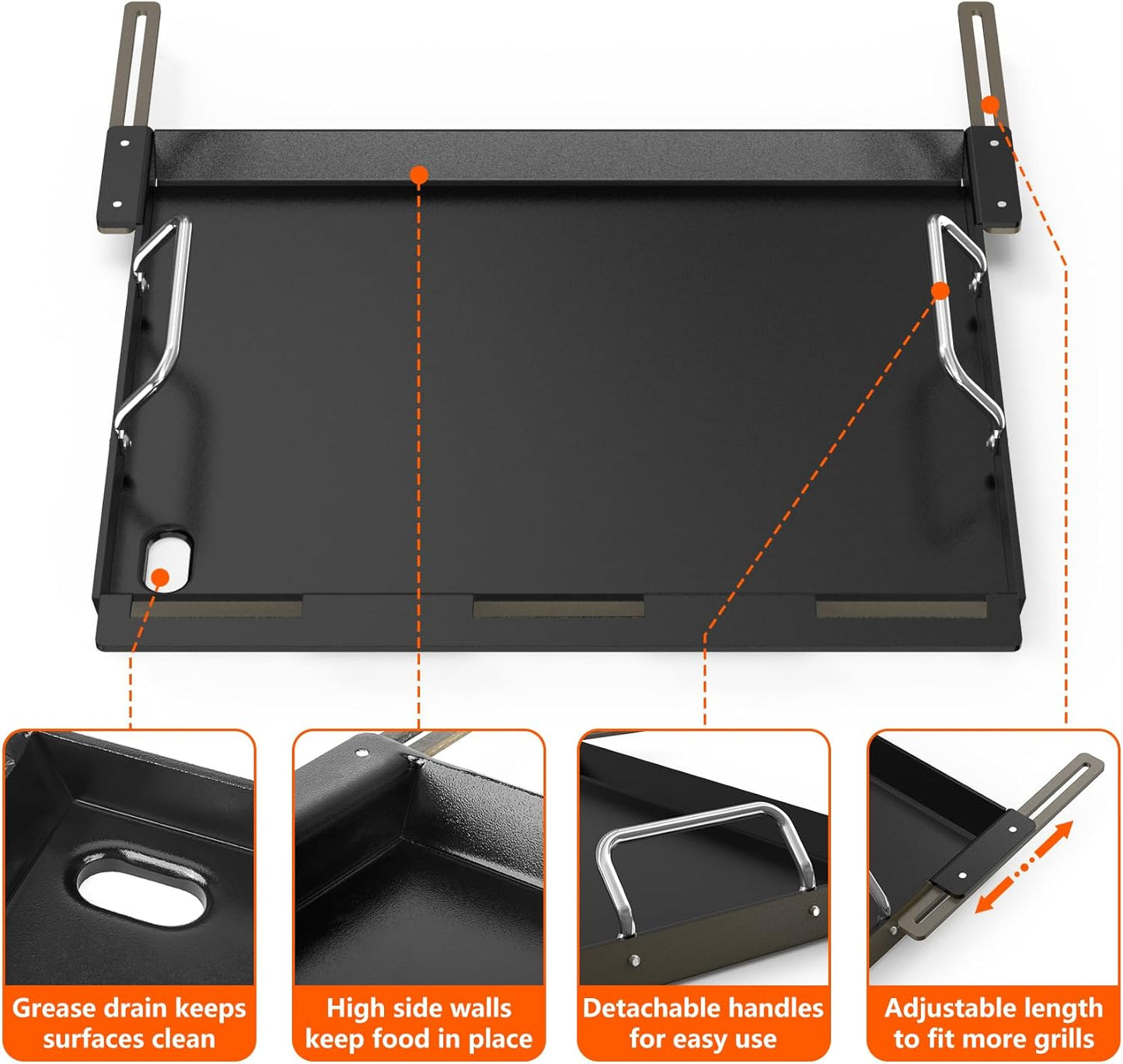 Stanbroil Full Size Griddle Insert for Most 2-Burner Gas Grill, Universal Flat Top Griddle for Weber, Royal Gourmet, Napoleon, Char-Broil, Cuisinart, Nexgrill, Dyna-Glo, Monument Grills and More