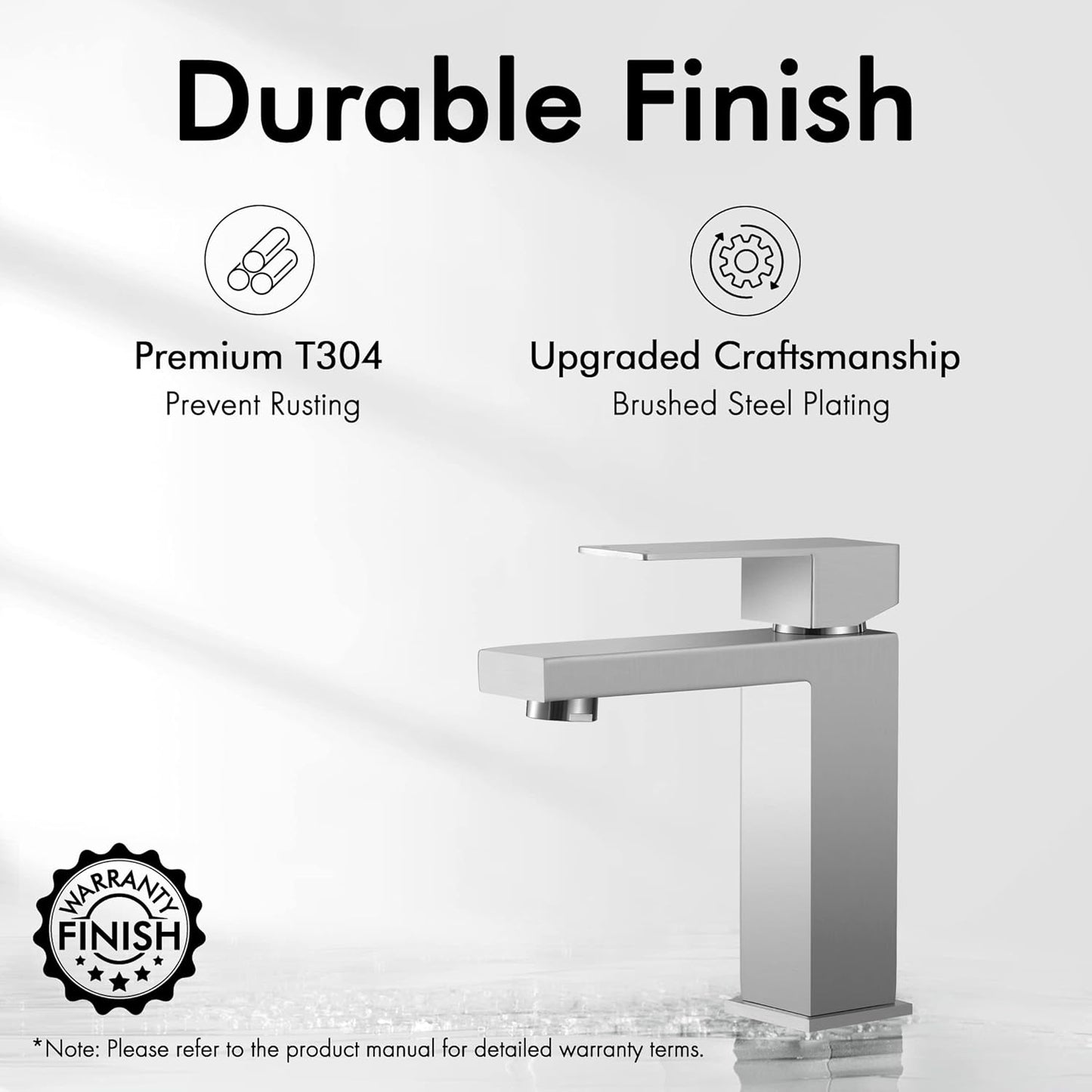 KES Bathroom Faucet Single Hole & Bathroom Sink Drain with Overflow, cUPC Certified Vanity Faucet Brushed Stainless Steel, L3156ALFF12-BS-C1