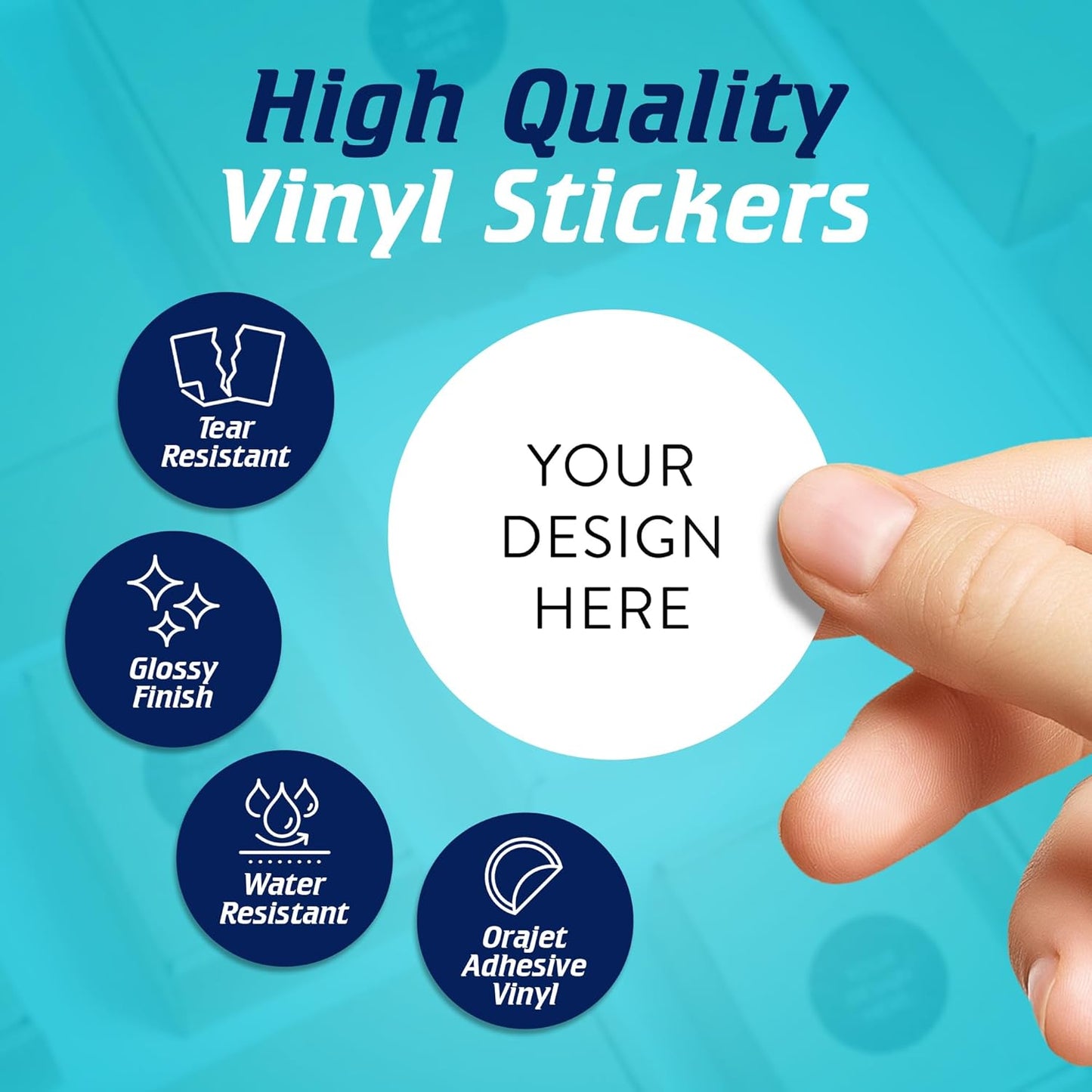 5-1000 Custom Vinyl Stickers - Upload Your own Image, Text, Design, Logo - Personalized Logo Labels for Handmade, Packaging, Bottle, Jars, Candle, Brand Stickers (White, 2x2)