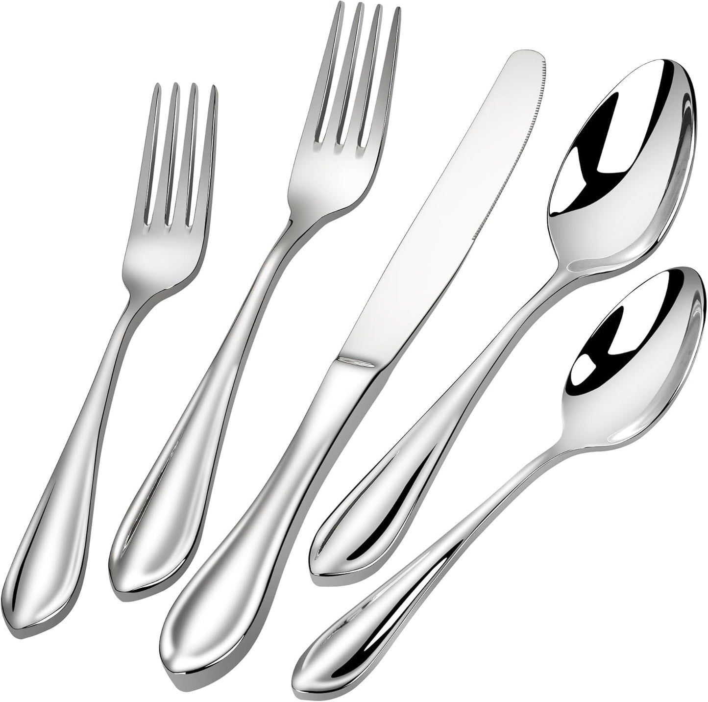 18/10 Stainless Steel Flatware, Heavy Duty Silverware Set for 8, Forged Thick Kitchen Silverware, Dishwasher Safe, Ideal for Gift