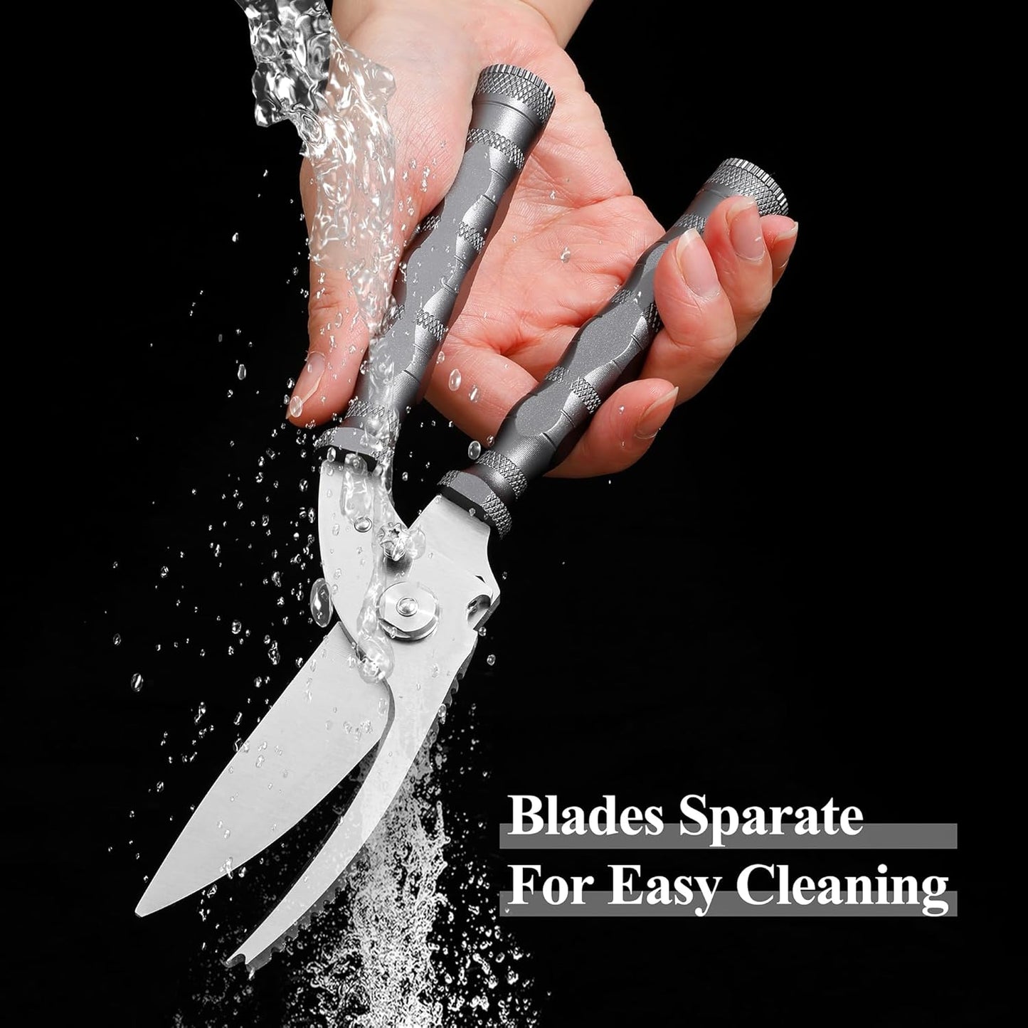 WILDMOK Heavy Duty Poultry Shears - 8.5 Inch Multi-function Stainless Steel Poultry Outdoor Shears, Ultra Sharp Kitchen Scissors for Outdoor Camp, Grey