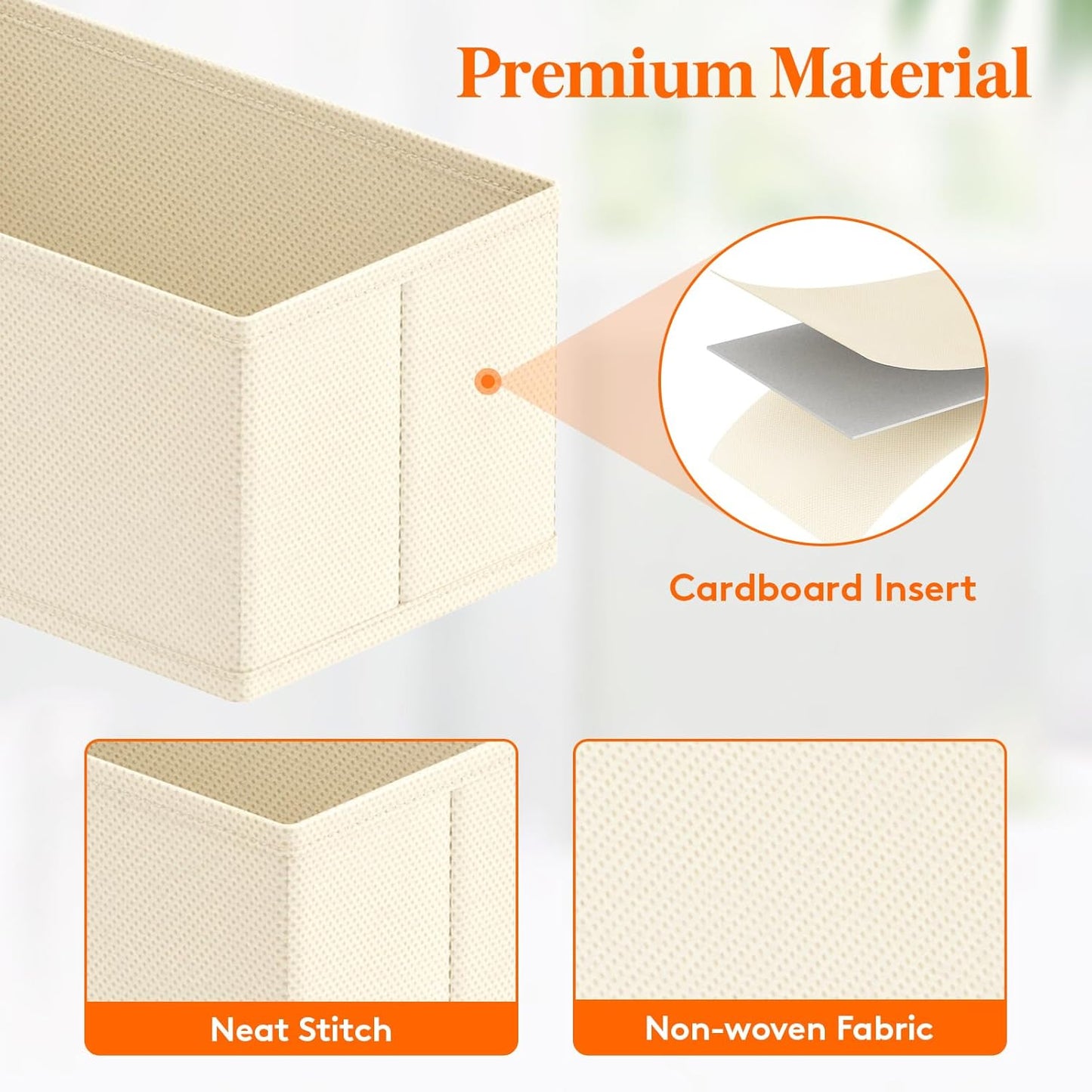 Lifewit 24 Pack Drawer Organizer, Dresser Underwear Drawer Organizer Bins, Foldable Fabric Closet Organizers, Storage Drawer Dividers, Dorm Room Essentials for Clothing, Socks, Towels, Ties Khaki