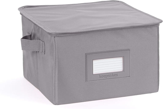 Covermates Keepsakes Dish Storage Box - Stackable, Reinforced Handles, China Storage, Graphite