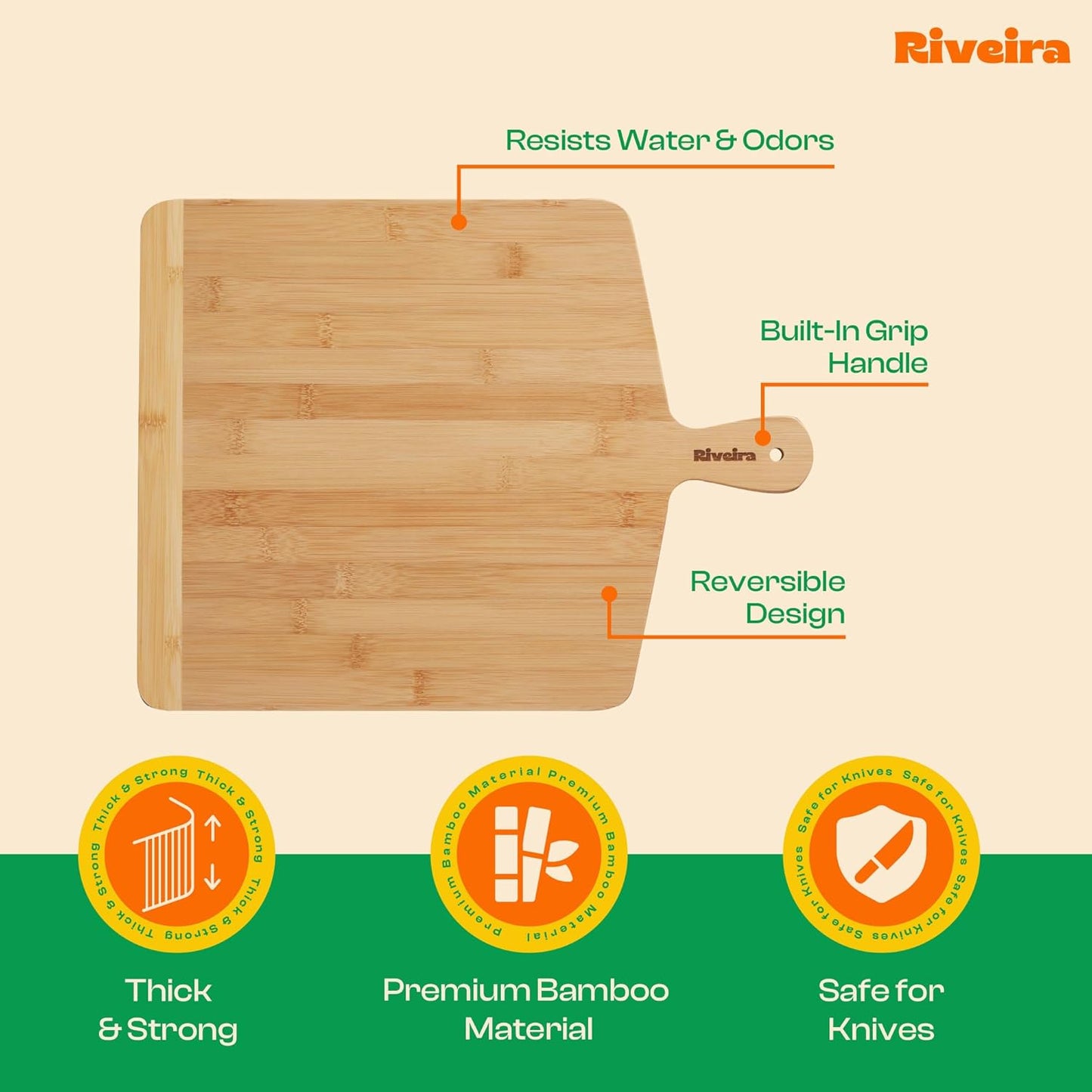 Riveira Two Tone Bamboo Wood Cutting Board – Gourmet Bamboo Grandeur: 17 x 13 Wooden Cutting Board – Wooden Cutting Boards For Kitchen Decorative – Innovative Juice Grooves Wooden Chopping Board