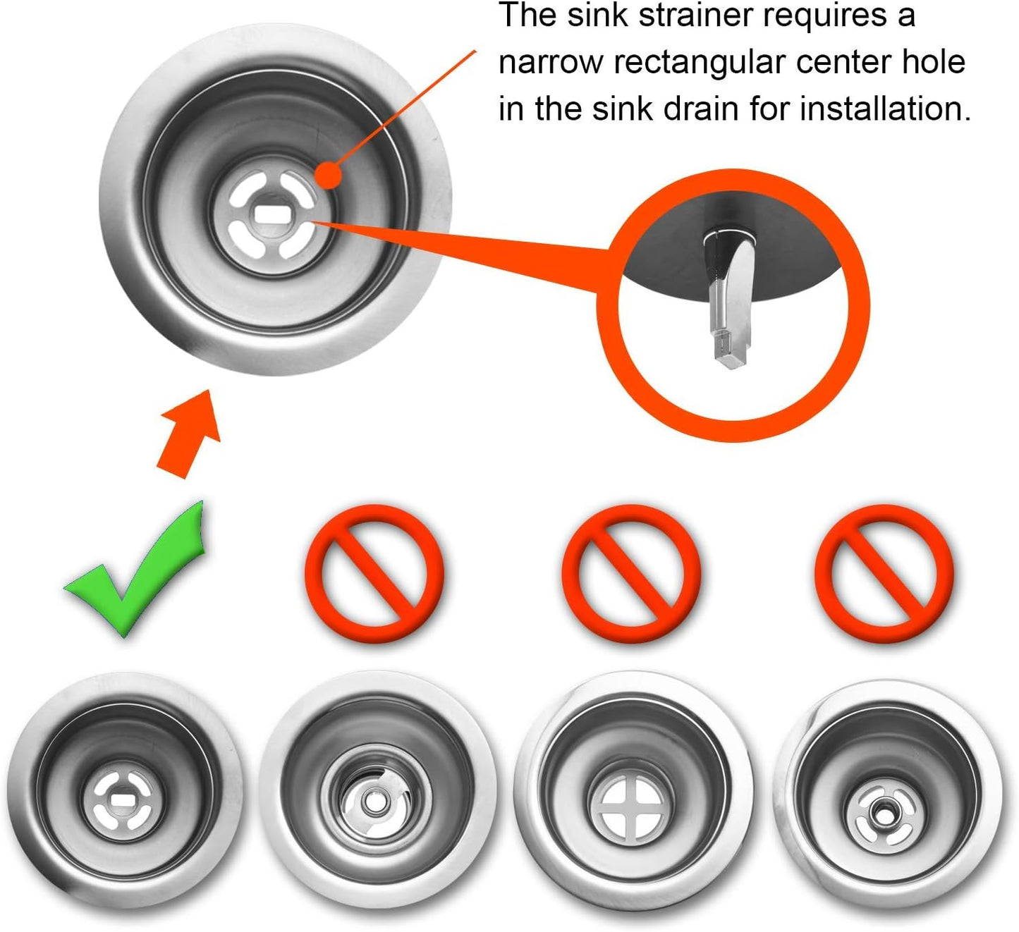 2 Pack - Kitchen Sink Strainer and Stopper Combo Basket Replacement for Standard 3-1/2 inch Drain, Stainless Steel Basket with Plastic Knob, Rubber Stopper Bottom - Hilltop Products