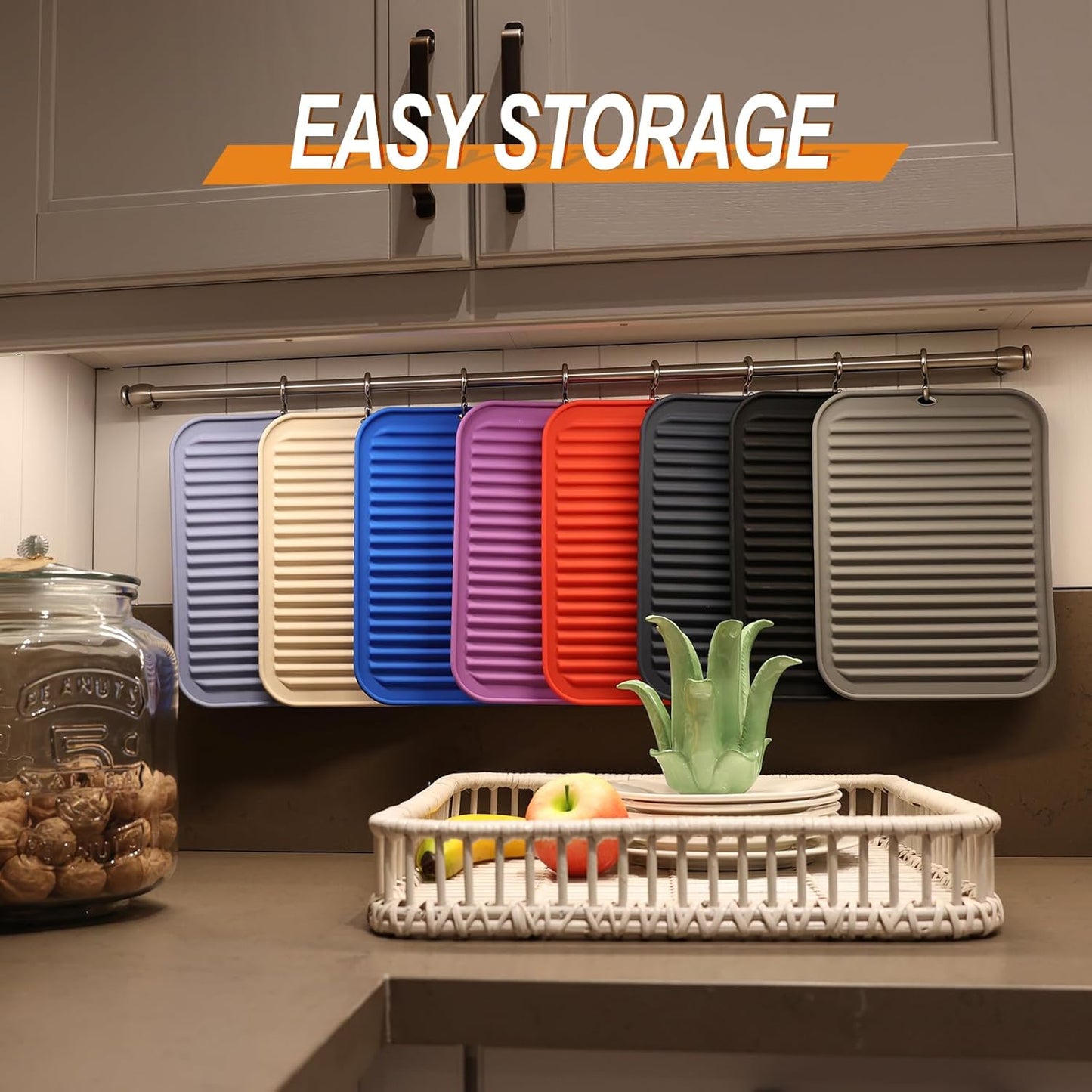 Joyhalo 4 Pack Silicone Trivets for Hot Pots and Pans,480℉ Heat Resistant Trivets for Hot Dishes,Hot Pads for Countertop,Kitchen Potholders,Dark Green