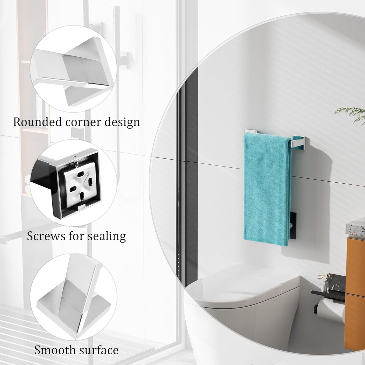 Alise Polished Chrome Towel Bars,11.82 Inch Towel Holder Towel Racks for Bathroom and Lavatory,SUS304 Stainless Steel Hand Towel Hanger Rail Wall Mount,Useable Length 10.04 Inch Towel Bar, GYT030-C