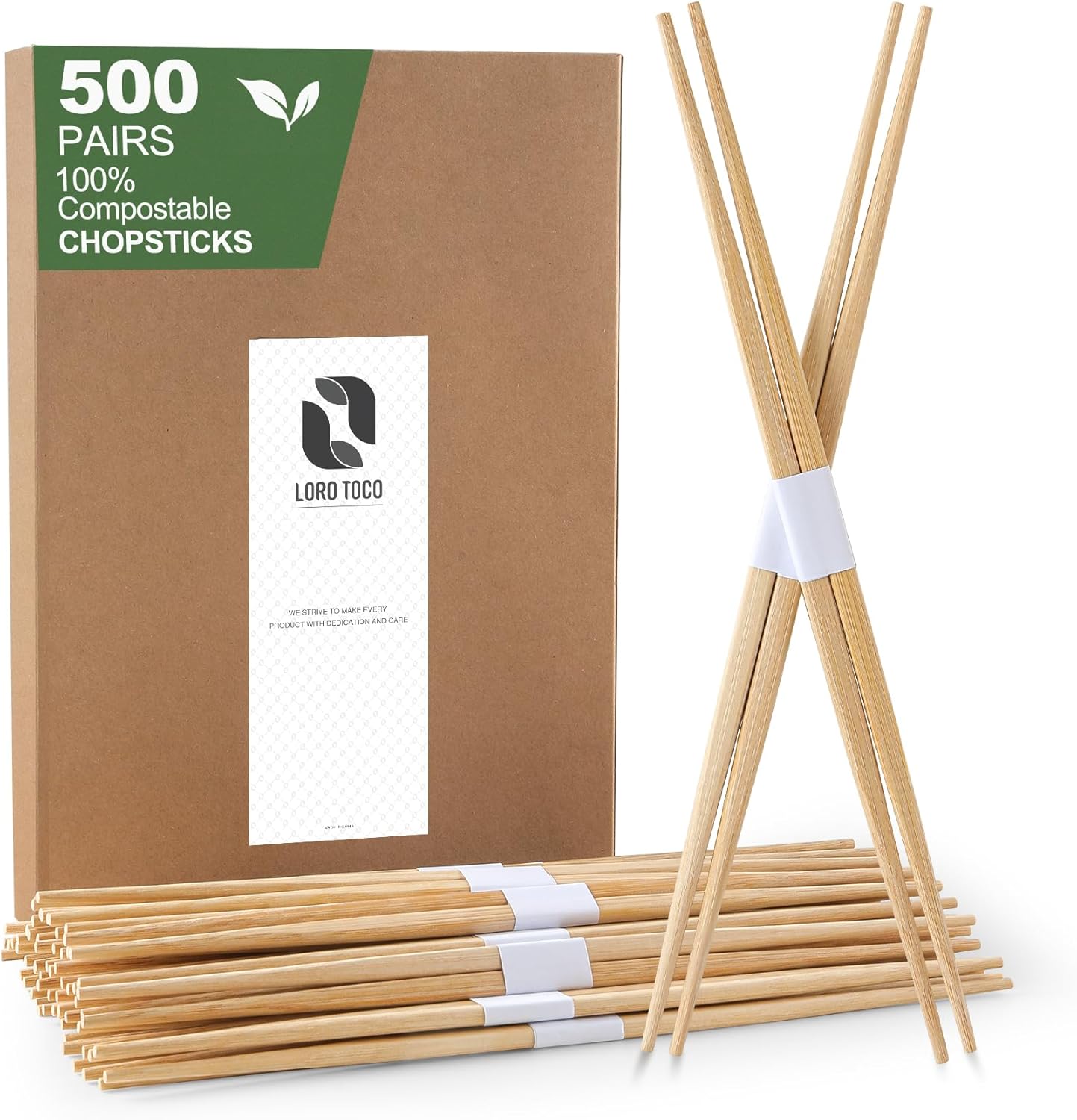 500 Pairs Disposable Bamboo Chopsticks Bulk 9.45in Japanese Sushi Restaurant Separated Pointed Chop Sticks