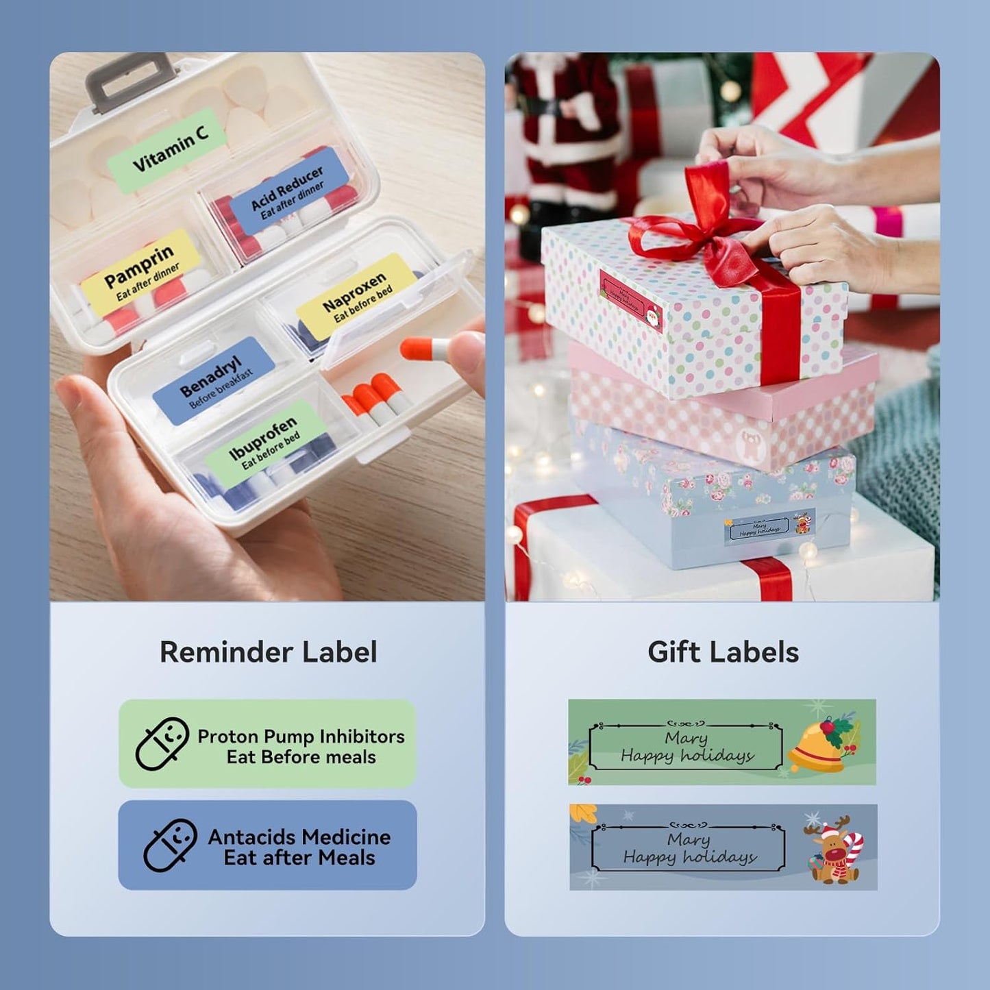 NIIMBOT D110 New Version Label Maker Machine with Tape, Handheld Bluetooth Label Printer, Mini Thermal Printer, Sticker Maker for Organizing Home Kitchen School, Blue