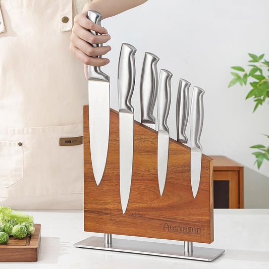 Strong Magnetic Knife Block - Magnetic Knife Holder for Kitchen Organization, Knife Block with Powerful Magnet (Diagonal steel bottom knife block)