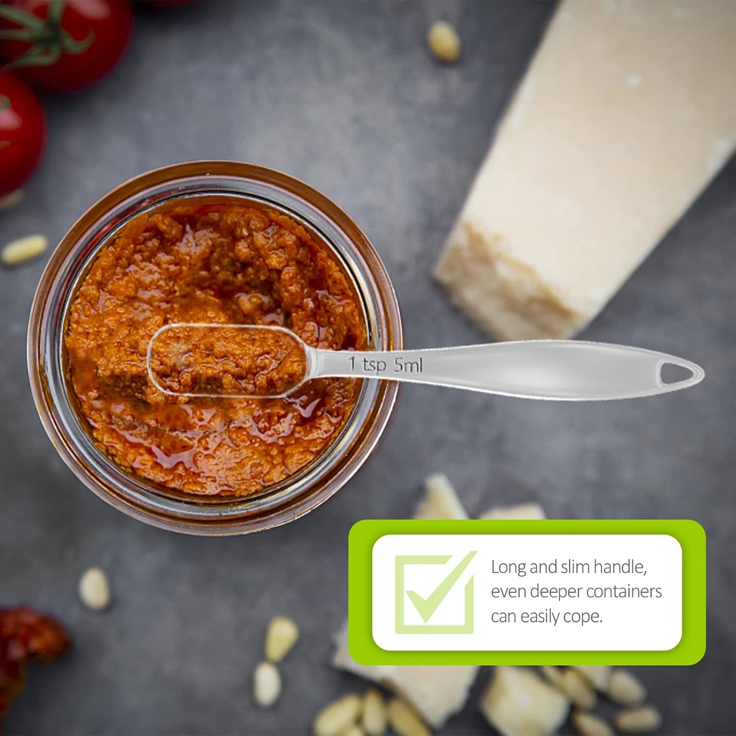 2PCS 1/2Teaspoon (2.5ml) Single Measuring Spoon, Individual Stainless Steel Long Handle Measure Tablespoon Only