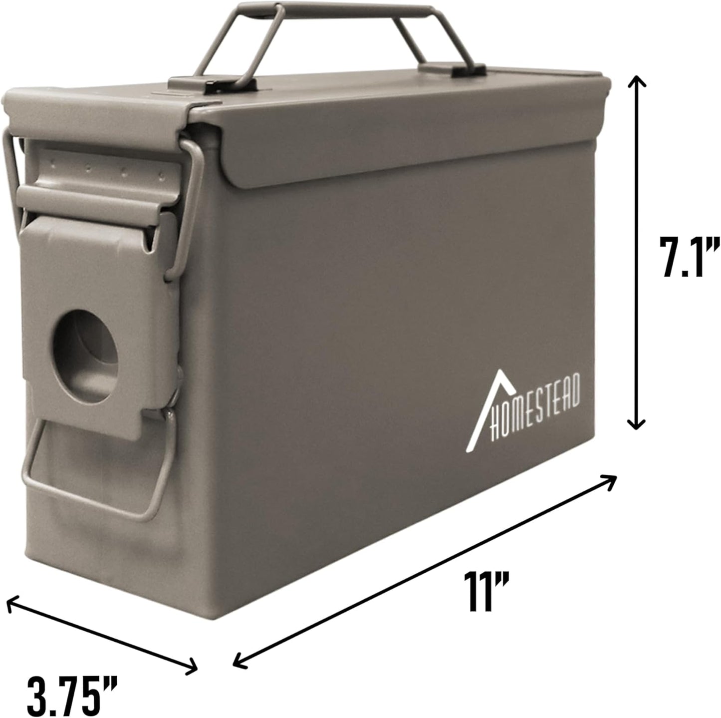 HOMESTEAD 30 Cal Metal Ammo Cans – 4 Pack M19A1 Military Steel Storage Boxes, Airtight & Water-Resistant Containers for Ammunition or Tools, Dark Brown