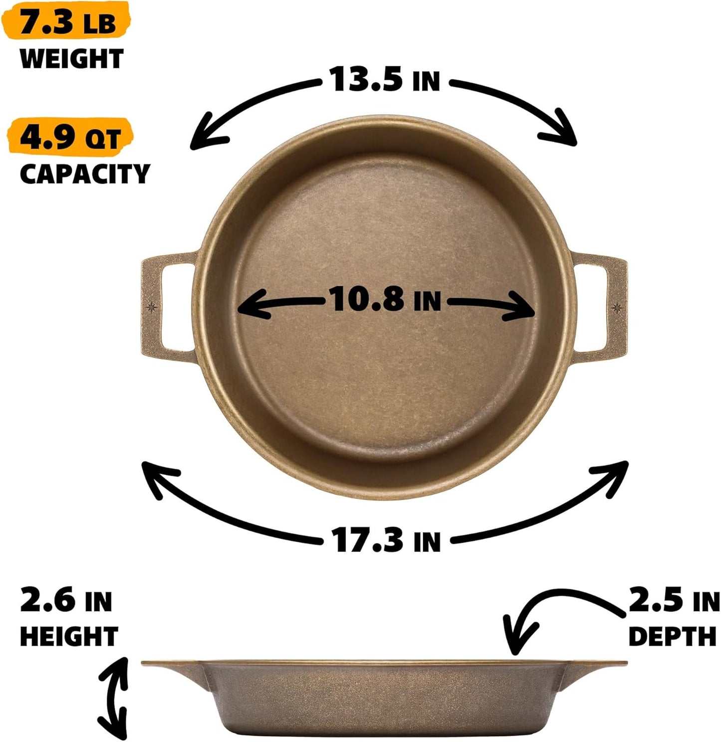 Stargazer 13.5-Inch Cast Iron Skillet | Made in USA, Seasoned, Premium Frying Pan for Grilling, Searing, Baking & More – Durable Cast Iron with Smooth Cooking Surface