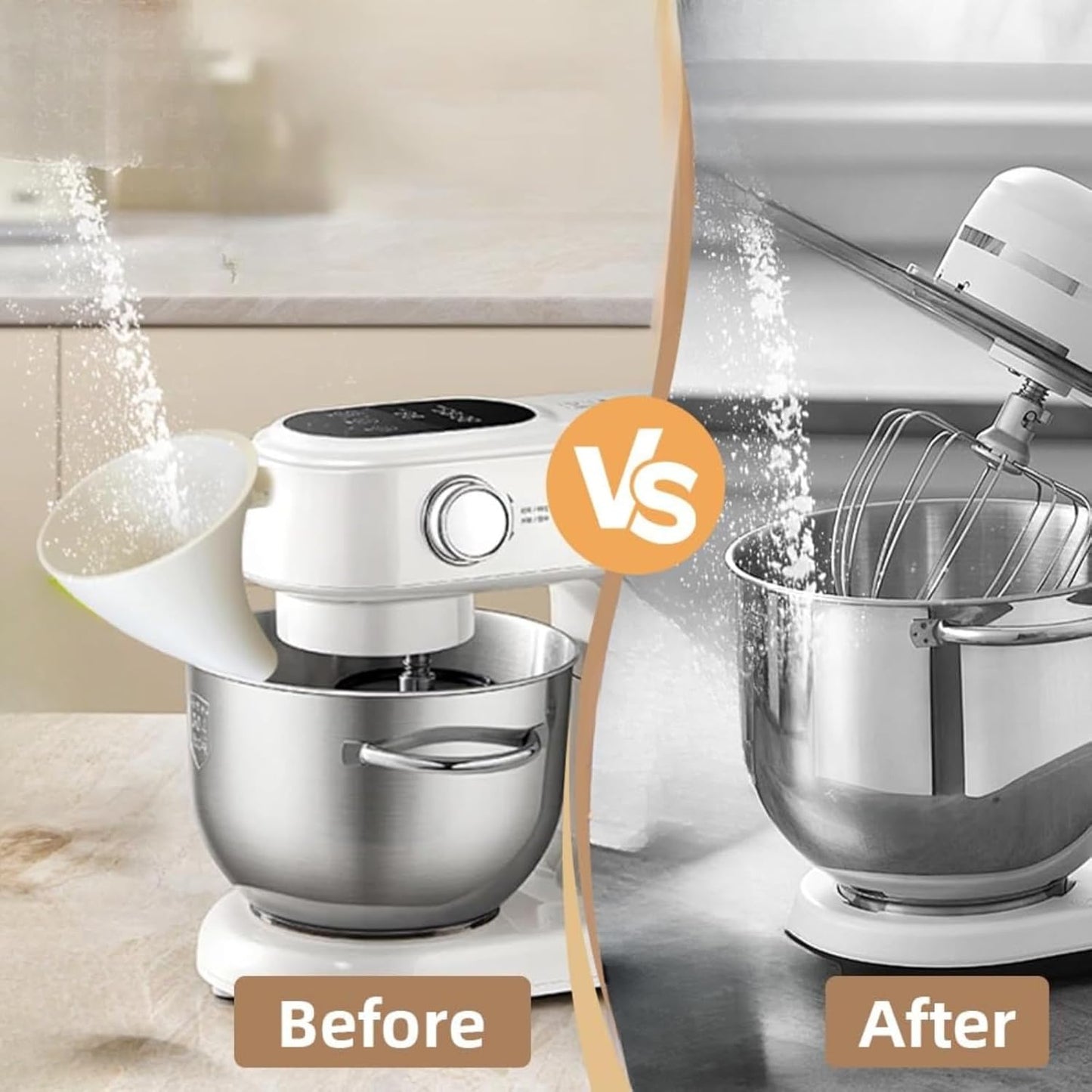 Flour Funnel for Kitchen Aid Mixer – Stand Mixer Attachment for KSM150 5-Quart Tilt-Head, Easy-Pour No-Mess Baking Tool, Fits Flour, Sugar & Egg Liquid, (Purple)