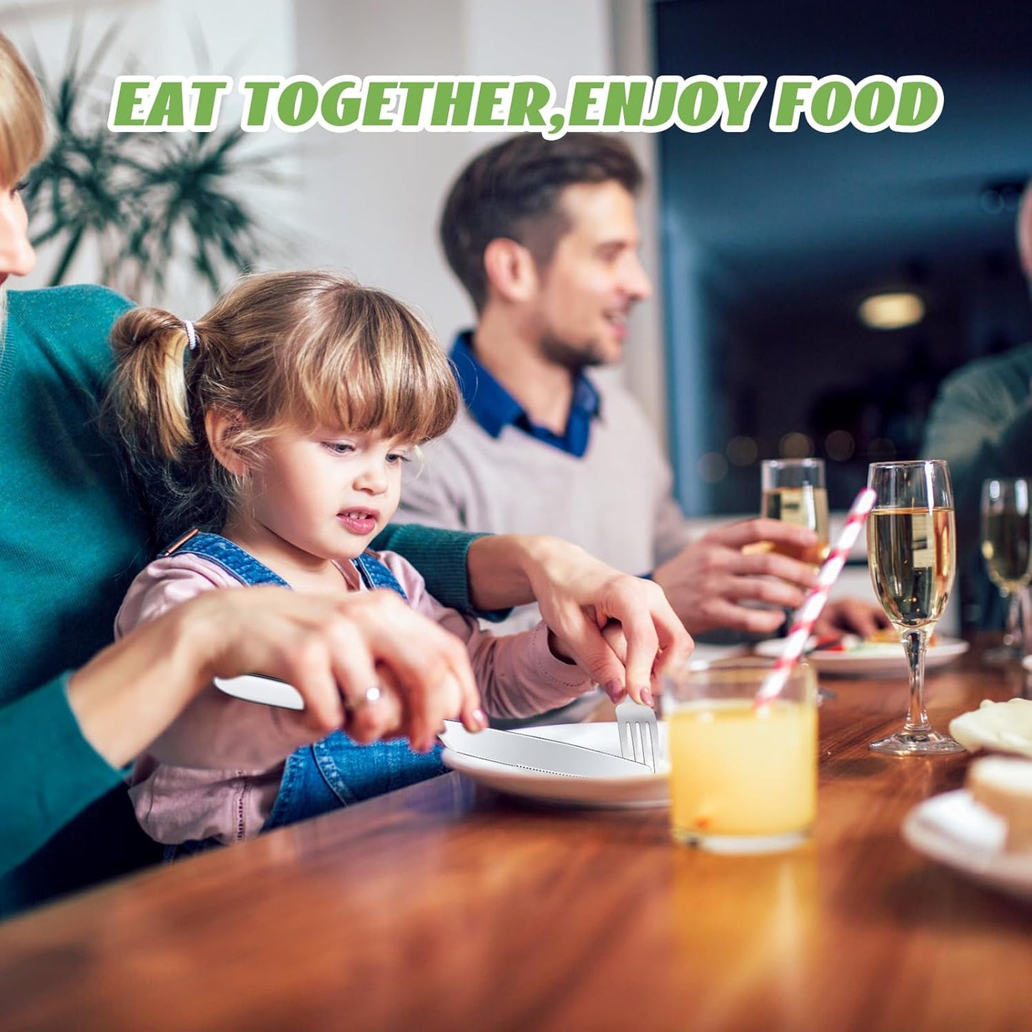 Nuenen 100 Pieces Stainless Steel forks and knives Dinner Flatware Set Tableware Cutlery for Butter Kitchen Restaurant, Dishwasher Safe(Silver,8.4 Inches, 7.1 Inches)