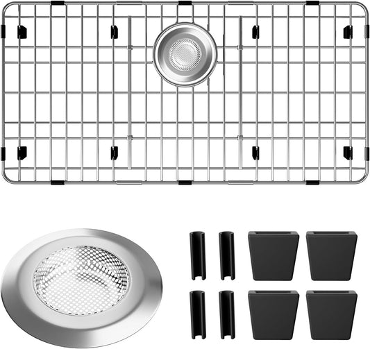 Sink Protectors for Kitchen Sink, Sink Grate Grid for Bottom of Sink, Metal Sink Rack, Bottom Basin Rack, Stainless Steel, 28-7/8" x 14-3/8"