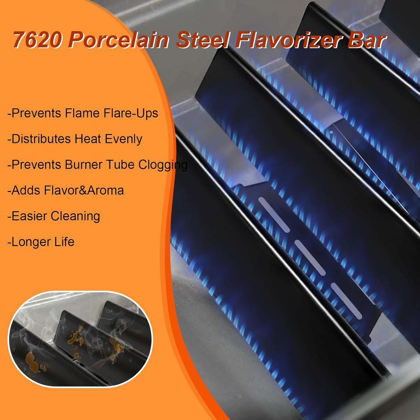 Grill Parts Replacement for Weber Genesis 300 Series E310, E320,E330,S310, S320, S330, EP310, EP320, EP330 with Front-Mounted Control,7620 Flavor Bar 62752 Burner,7622 Heat Deflector