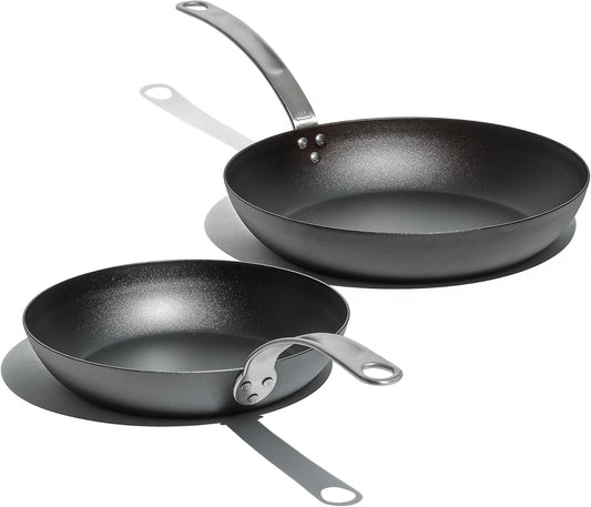 Made In Cookware - 2 Piece (Includes 10",12") Seasoned Carbon Steel Frying Pan - (Like Cast Iron, but Better) - Professional Cookware - Crafted in Sweden - Induction Compatible