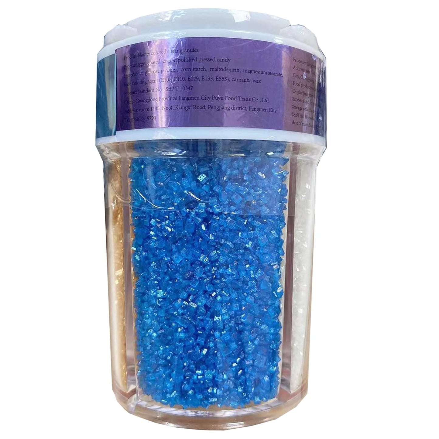 Sentovac 4-Colors Sanding Sugar for Baking Edible Sparkling Sugar Sprinkles Coarse Sugar Crystals for Baking Cake Cookie Cupcake Topper Ice Cream Decoration Supplies（Blue Orange Gold White）
