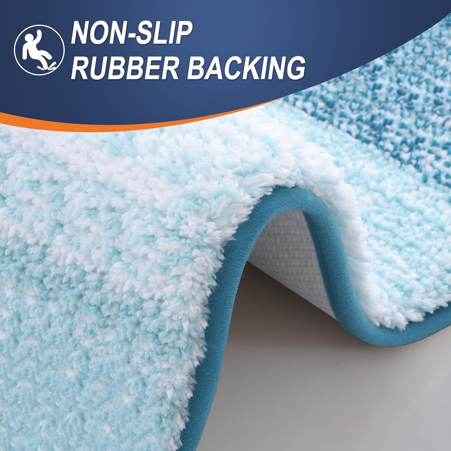 OLANLY Bathroom Runner Rugs 59x24, Extra Soft Absorbent Microfiber Bath Rugs, Rubber Backing, Quick Dry, Washable Bath Mats for Bathroom Floor, Tub and Shower, Home Decor Accessories, Peacock Blue