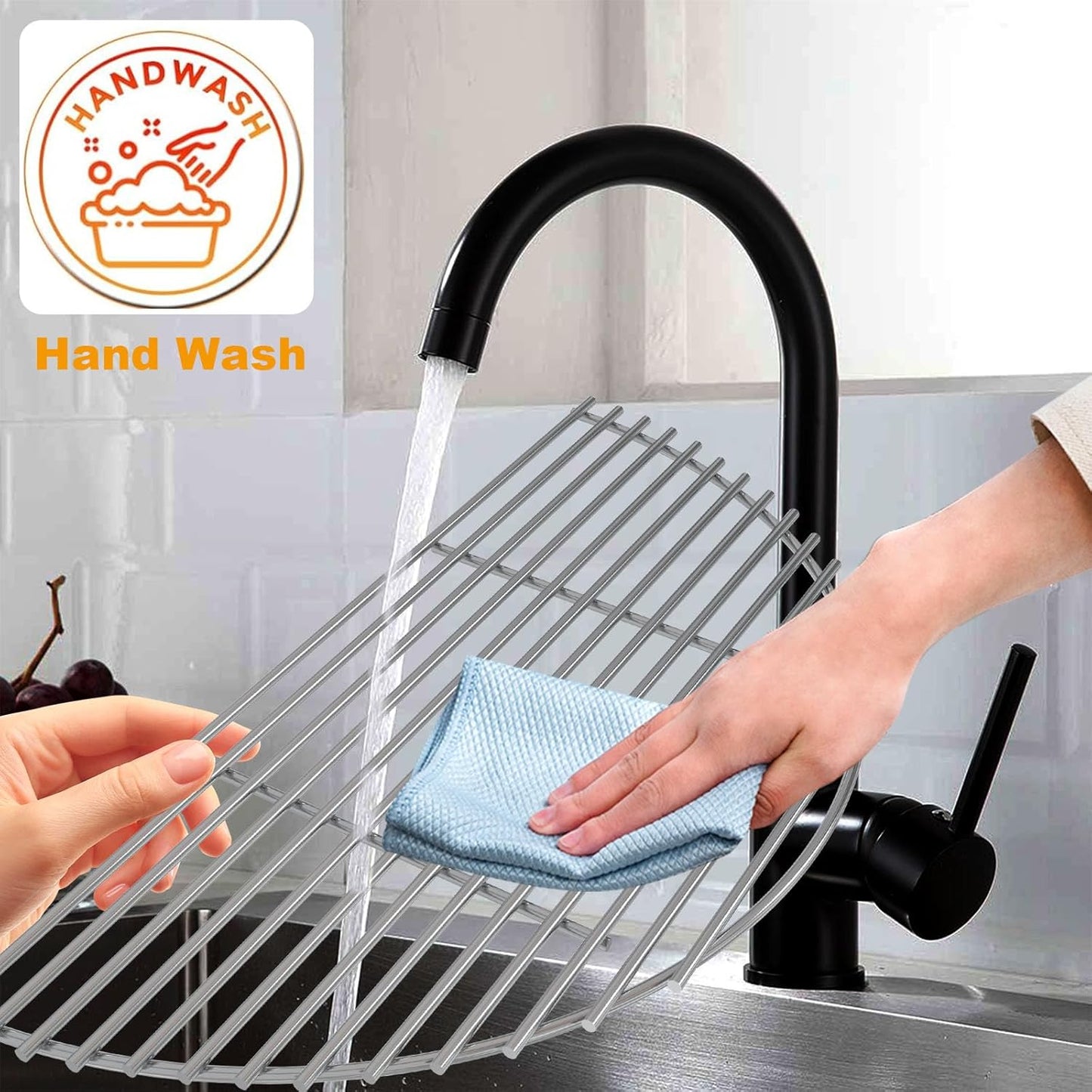 18 inch Stainless Steel Half-Moon Cooking Grate for Kamado Joe Classic Joe Series, Large Big Green Egg, and Other Round 18-inch Charcoal Grills