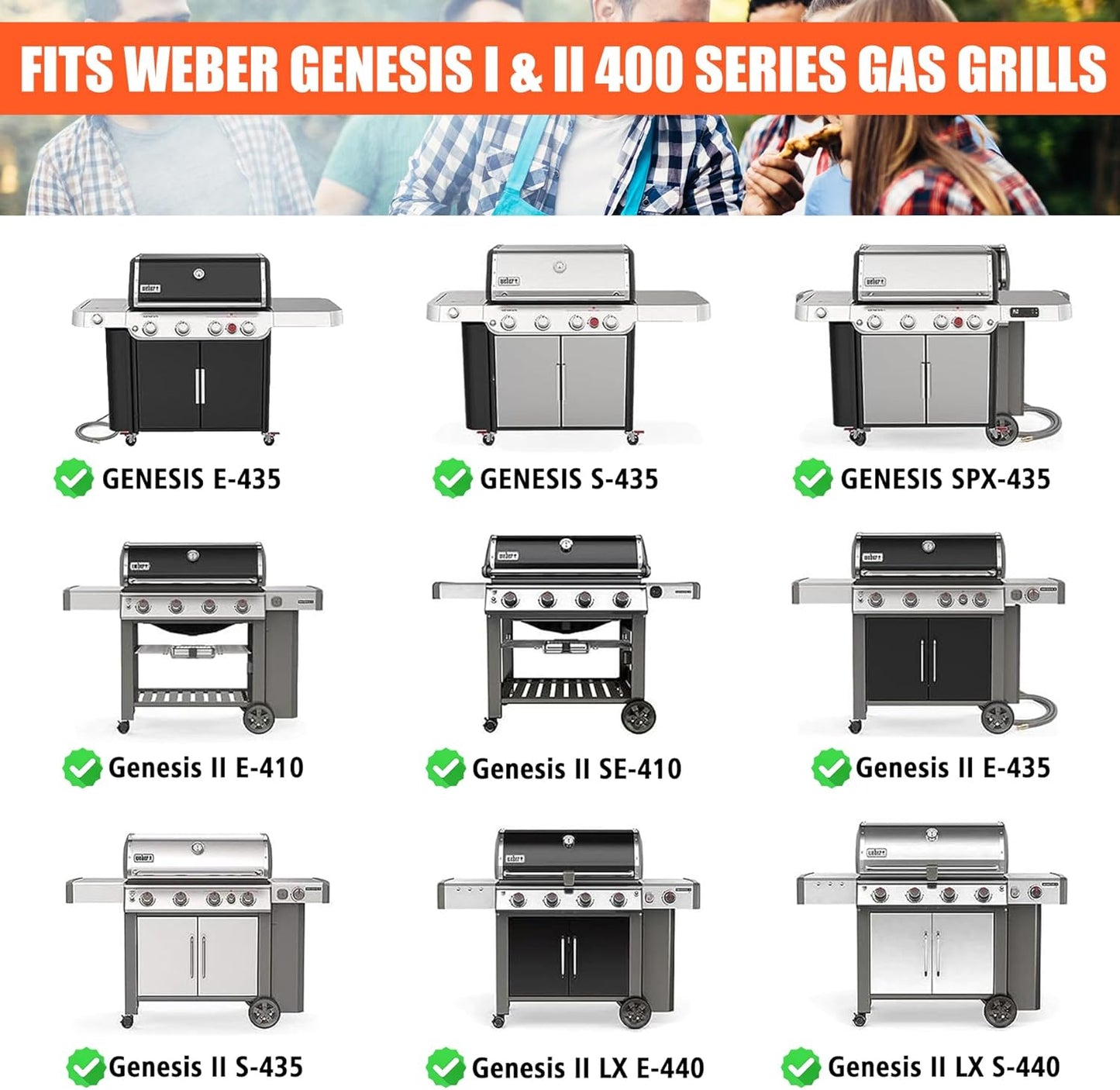 6789 Full Size Griddle Insert for Weber GS4 Genesis II 400 Series Gas Grills, Flat Top Griddle Repalcement for Weber Genesis II S-410/E-410, S-435/E-435 and LX S-440/E-440 with Mini Oven Mitt