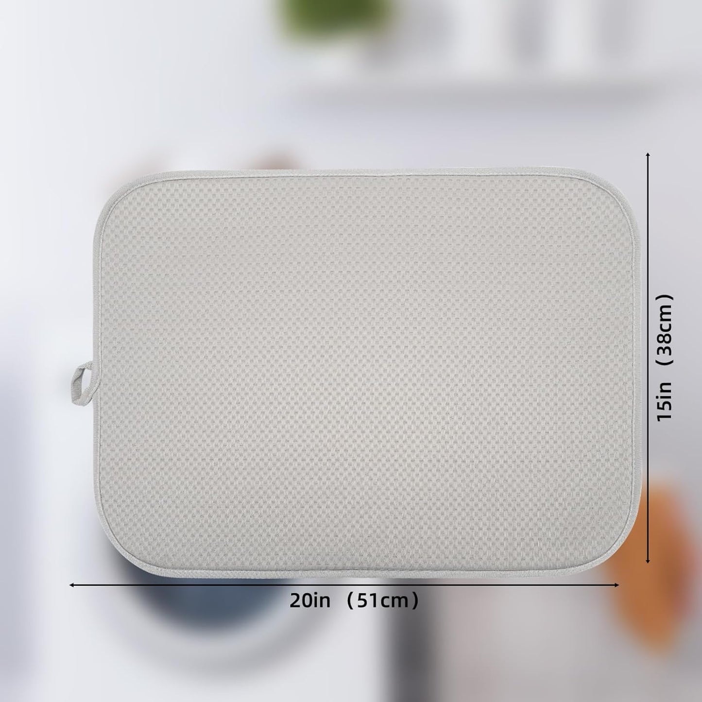 Dish Dryer Mat, Dish Drying Mats For Kitchen Counter, Large Dish Drying Pad for Kitchen Counter, Microfiber Dish Drying Mat for Sinks, Drainer Mats, 20 x 15 inches (Gray)