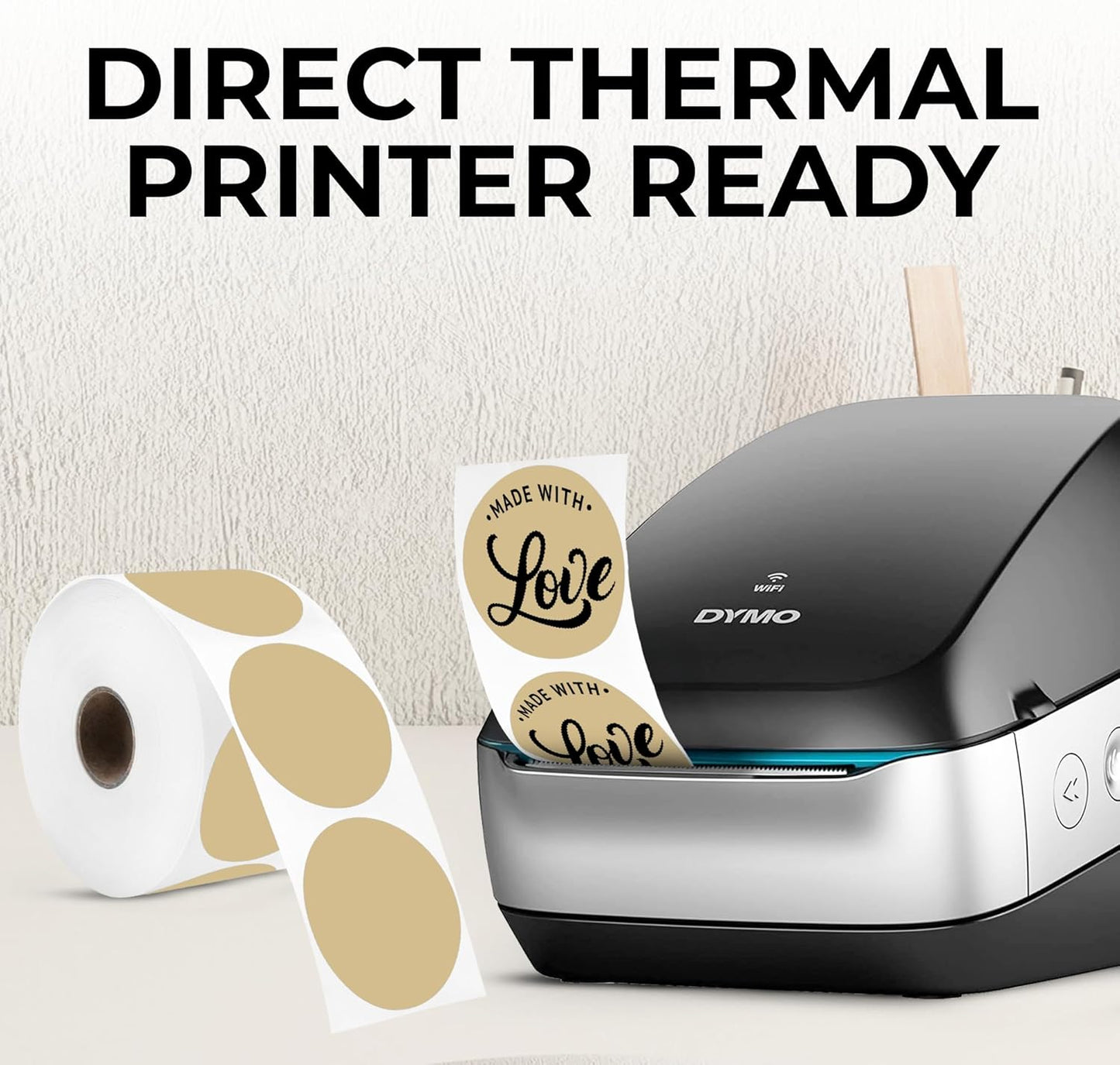 Perco Light Brown 2-inch Round Circle Thermal Sticker Labels - 735 Labels/Roll, Direct Thermal Printer Compatible, Permanent Adhesive, Vibrant Colors, Strong Hold, Perforated for Easy Use—Made in USA