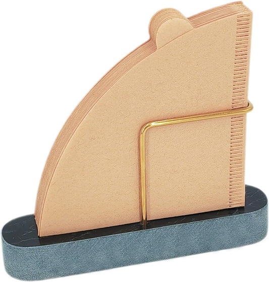 Cone Coffee Filter Holder for Counter, Coffee Filter Storage Container for Cone Paper Filters Size #01 ＆ #02, Marble Base with Non-Slip Pad (Black)