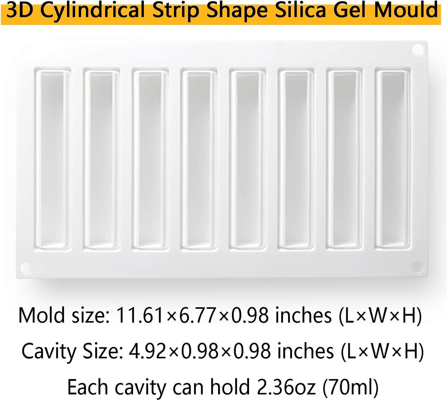 OCPO KITCHEN Cylindrical Silicone Mold for Baking Mousse Cake, 3D Silicone Baking Molds for Cakes, French Dessert, Pastry Chocolate, Silm Bar, Cake Decoration Mold, 3D Cylindrical Shape (8-Cavity)