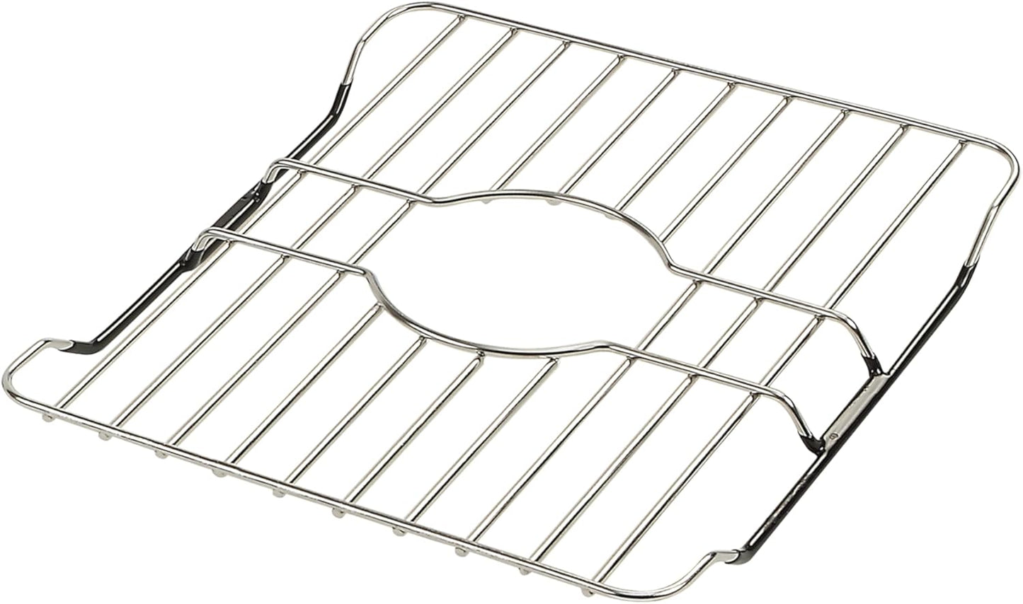 SunnyPoint 304 Stainless Steel Sink Protector Rack – Rust-Resistant Grid for Kitchen Sink Bottom, Scratch Prevention, Drainage Support – Fits Sinks 10.75" x 12.4", Center Drain Hole Required
