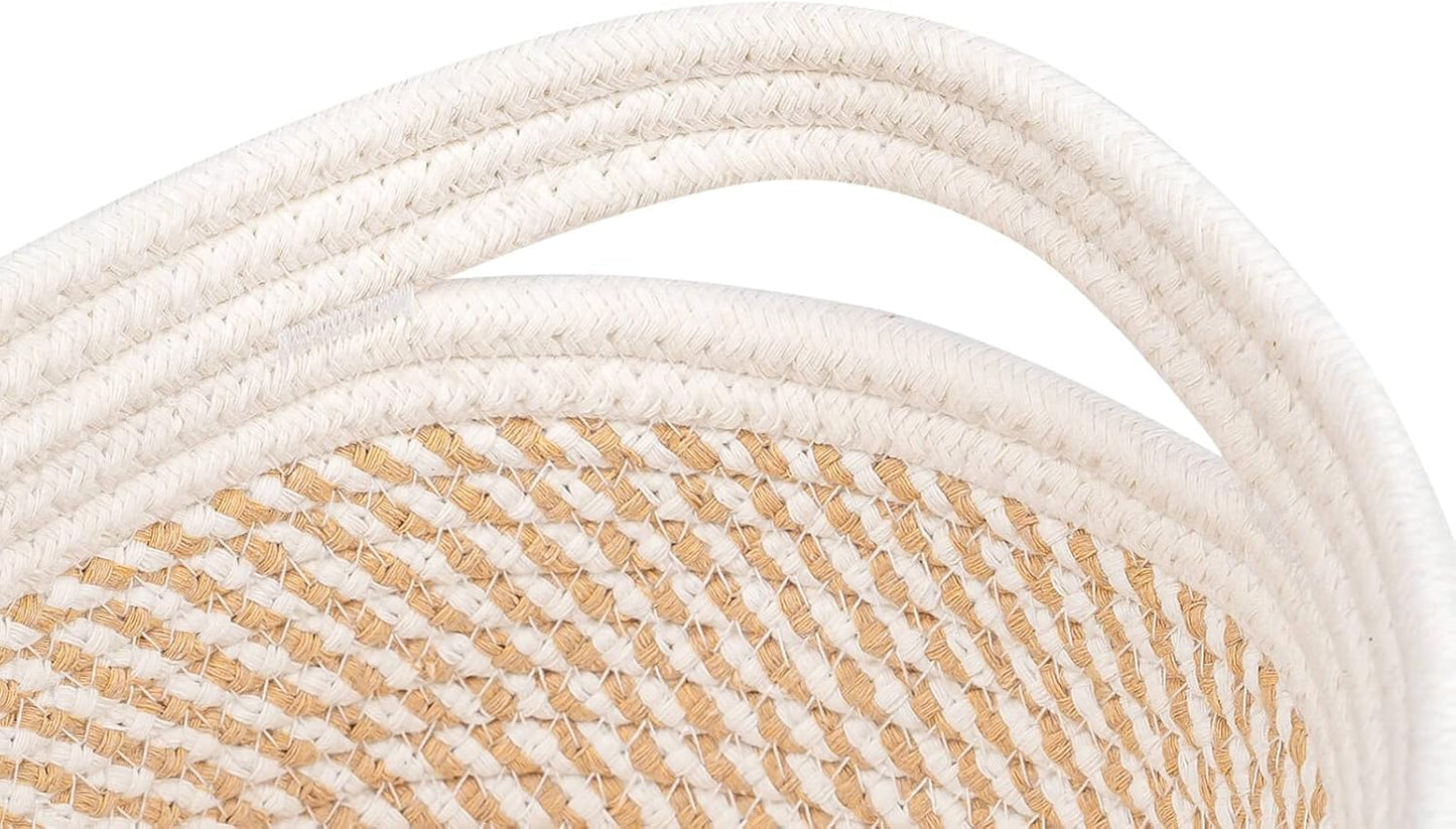 CubesLand Small Storage Baskets for Shelves, Closet Organization Storage Bins Empty Gift Basket 3 Packs Baby Nursery Woven Baskets for Organizing, Rectangular Clothes Closet Shelves Baskets