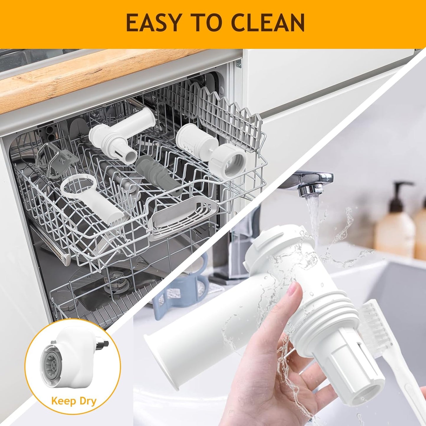 Pasta Maker Attachment for Kitchenaid Stand Mixer with 6 Different Shapes of Pasta Outlet, Durable Kitchenaid Accessories and Attachments, Dishwasher Safe