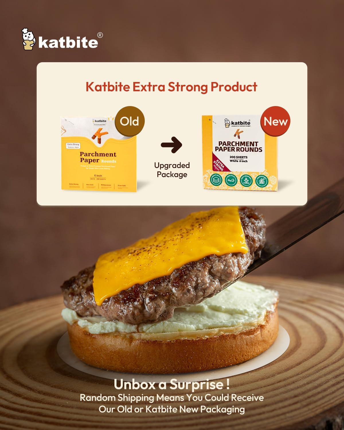 Katbite 400Pcs 6 Inch Parchment Paper Rounds, Round Parchment Paper for Cake Baking, Patty Separating, Tortilla Wrapping(2 Pack of 200Pcs)