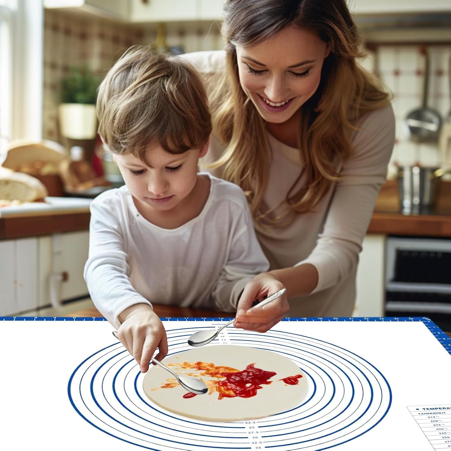 Dough Mat Silicone Baking Mats for Rolling Pastry Kneading Sheet Sourdough Bread Baking Supplies Blue