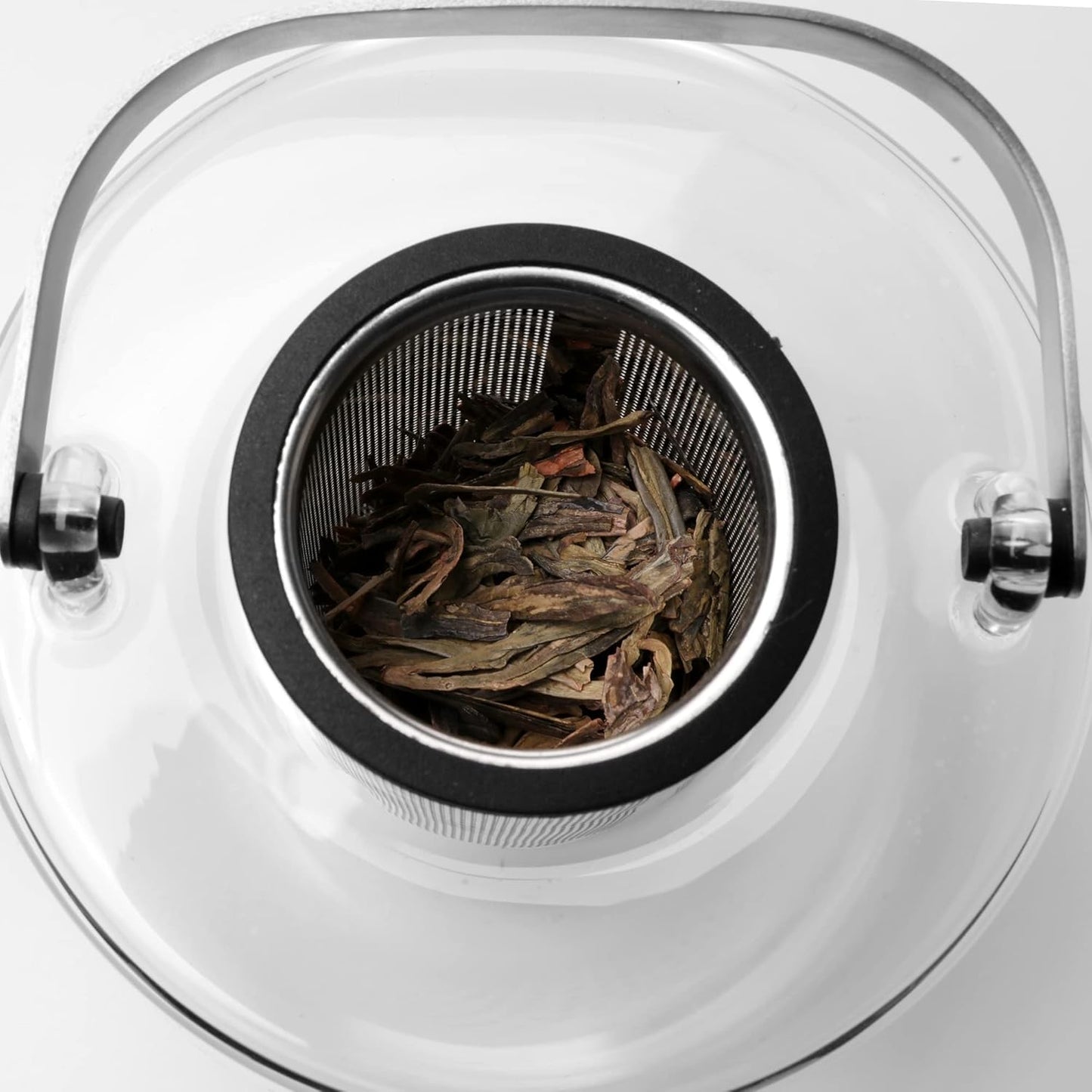 Viva Bjorn Borosilicate Glass Tea Pot for Stovetop with Loose Leaf Tea Infuser Mesh - 40 ounce/1.18 Liter - Modern Teapot Features Stainless Steel Handle and Vented Lid, Tea Maker for Blooming