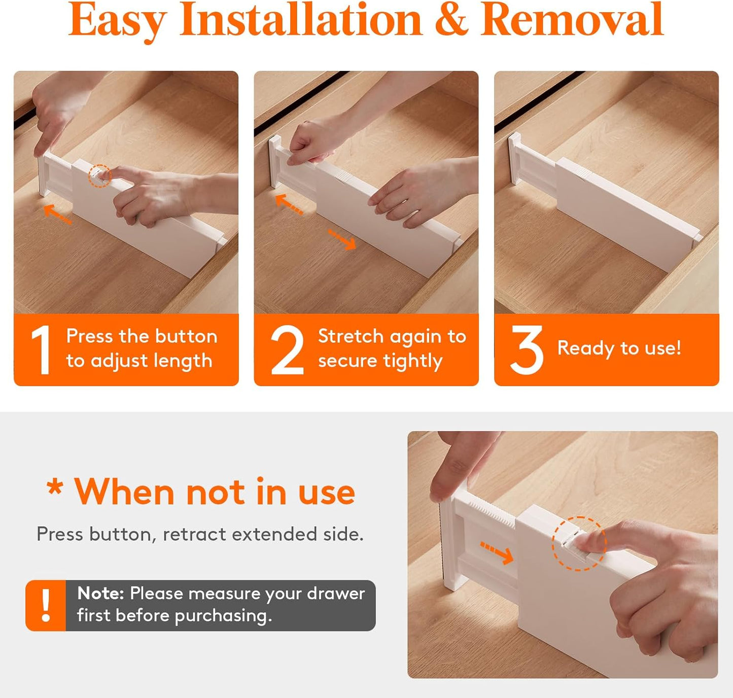 Lifewit 20 Pack Drawer Dividers 4" High, 11-17" Adjustable Dresser Drawer Organizers for Clothes, Expandable Dresser Separators in Bedroom/Bathroom/Kitchen/Vanity/Office Organization and Storage,Beige