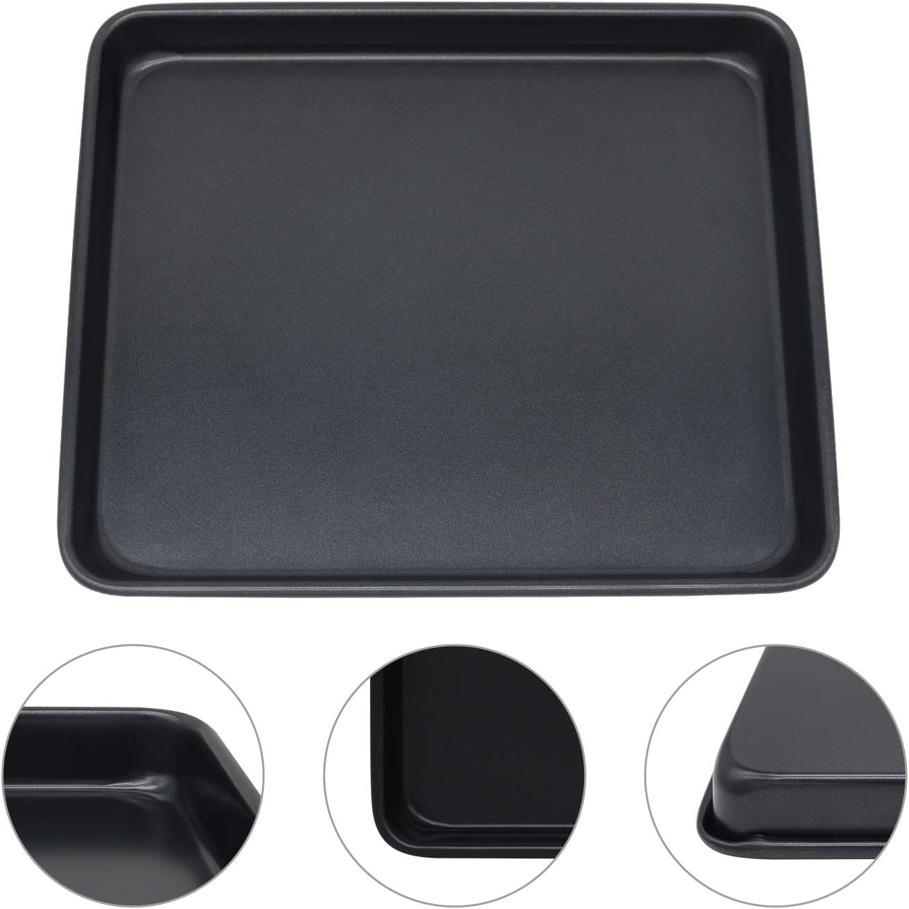 Toaster Oven Pans Set of 2, Shinsin 11-Inch Nonstick Baking Sheet Pans and Trays, 1/8 Thicker Replacement Small Baking Tray Accessories for Cookie, Non Toxic and Easy Clean and Diswasher Safe,Black