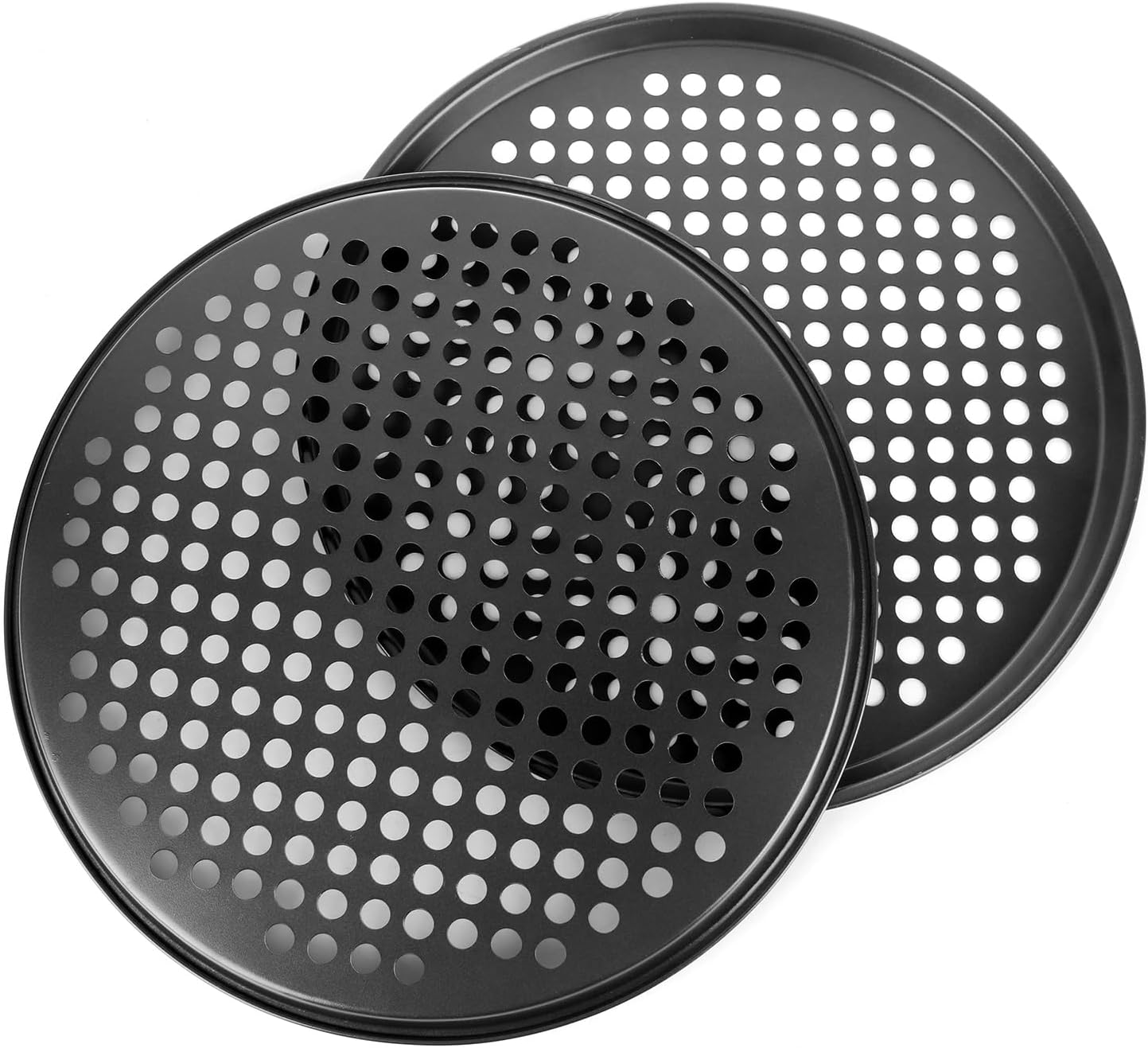 6PCS Pizza Pan with Holes 12 inch Round Pizza Pan Set Nonstick Pizza Baking Pan Carbon Steel Pizza Tray Black Pizza Crisper Pan for Home Baking Kitchen