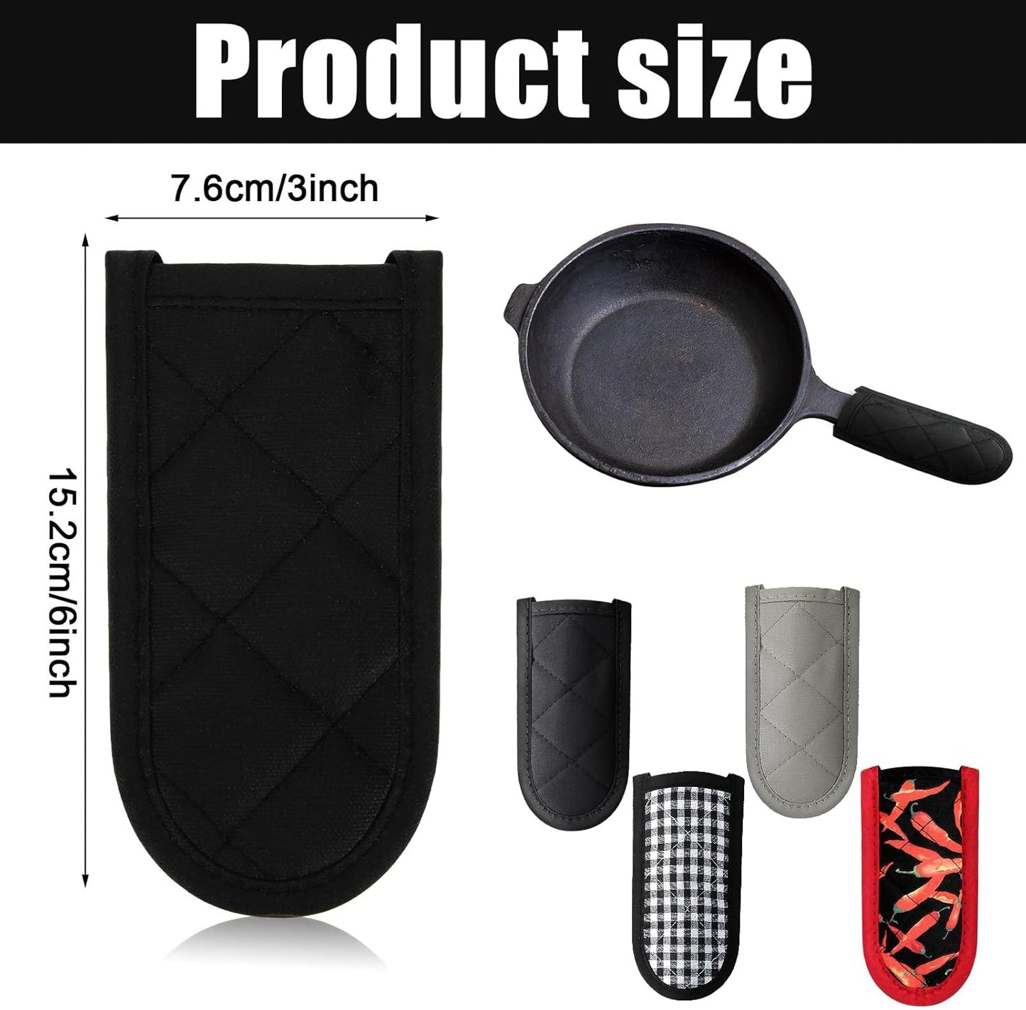 Patelai 4 Pcs Cast Iron Skillet Handle Covers Heat Resistant Pot Handle Covers Non Slip Cotton Pot Sleeves Holder Mitts Machine Washable for Kitchen Baking Cooking Cookwares(Plaid Style)