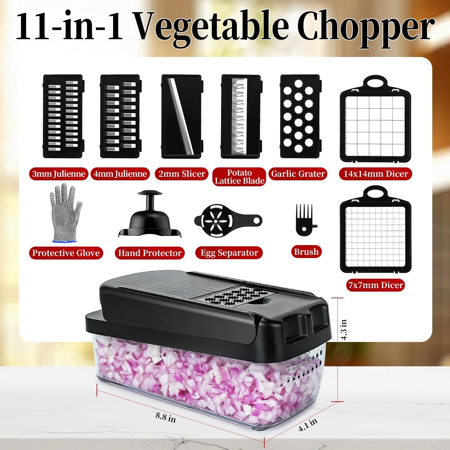 Multifunctional Vegetable Chopper Mandoline Slicer Dicer Veggie Chopper Onion Mincer Vegetable and Salad Cutter, Essential Kitchen Mandoline Tools with Container