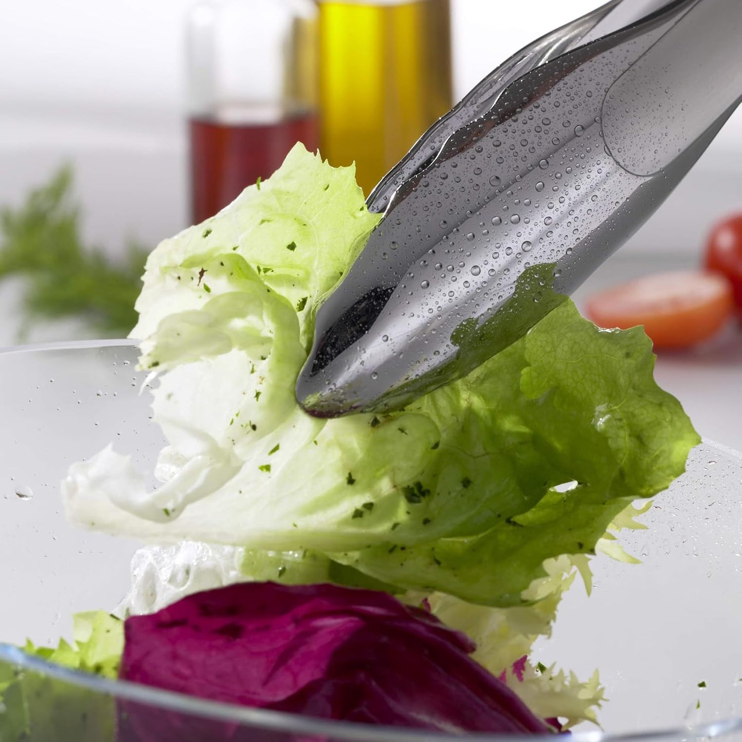 Rösle 12915 Stainless Steel One-Handed Lock & Release Tongs 9 in